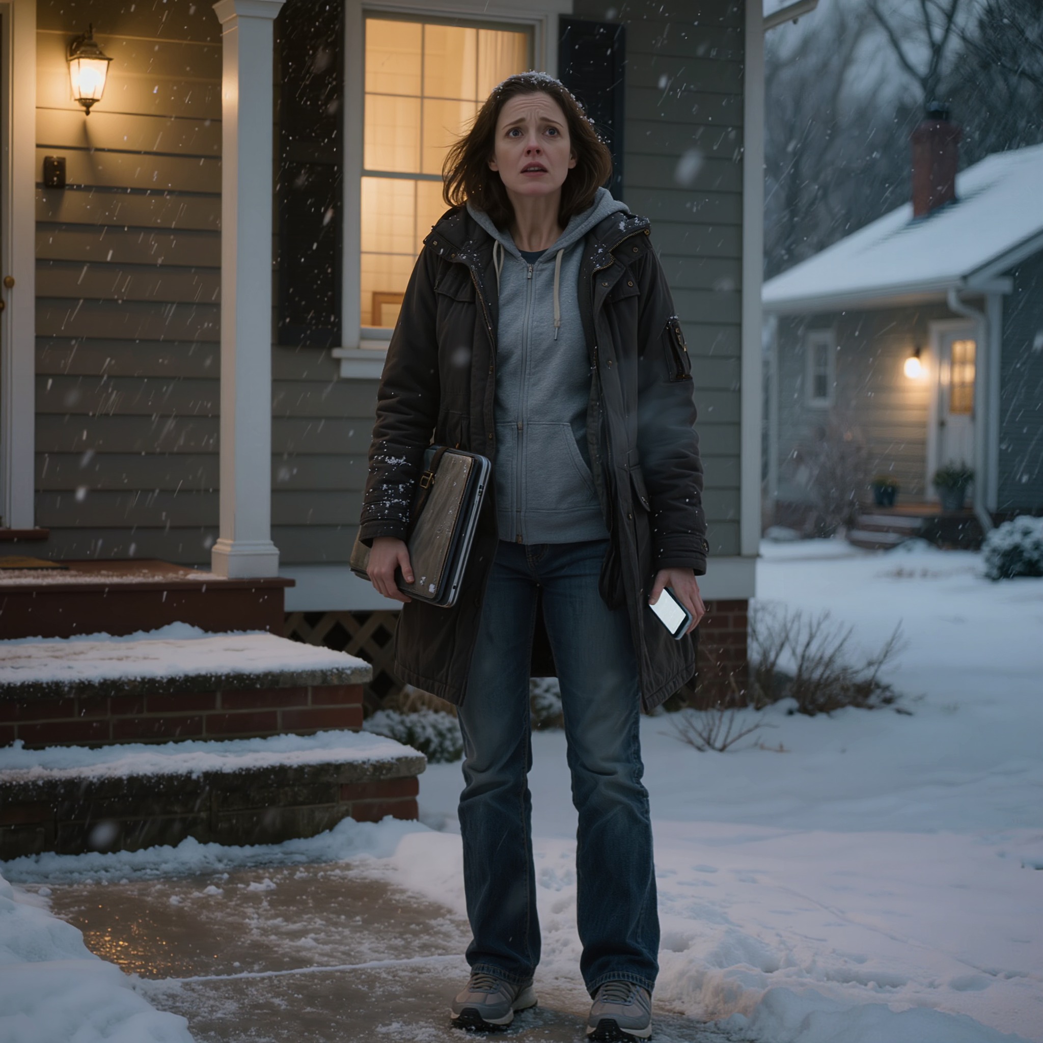 À deux heures du matin, alors que la neige tombait à l’horizontale devant la maison où je courais, ma mère a vu son mari me coincer à propos de « l’aide familiale », et au moment où j’arrivais sur le porche de ma sœur, un simple texto avait commencé à faire voler en éclats tout ce qu’ils pensaient rester caché.