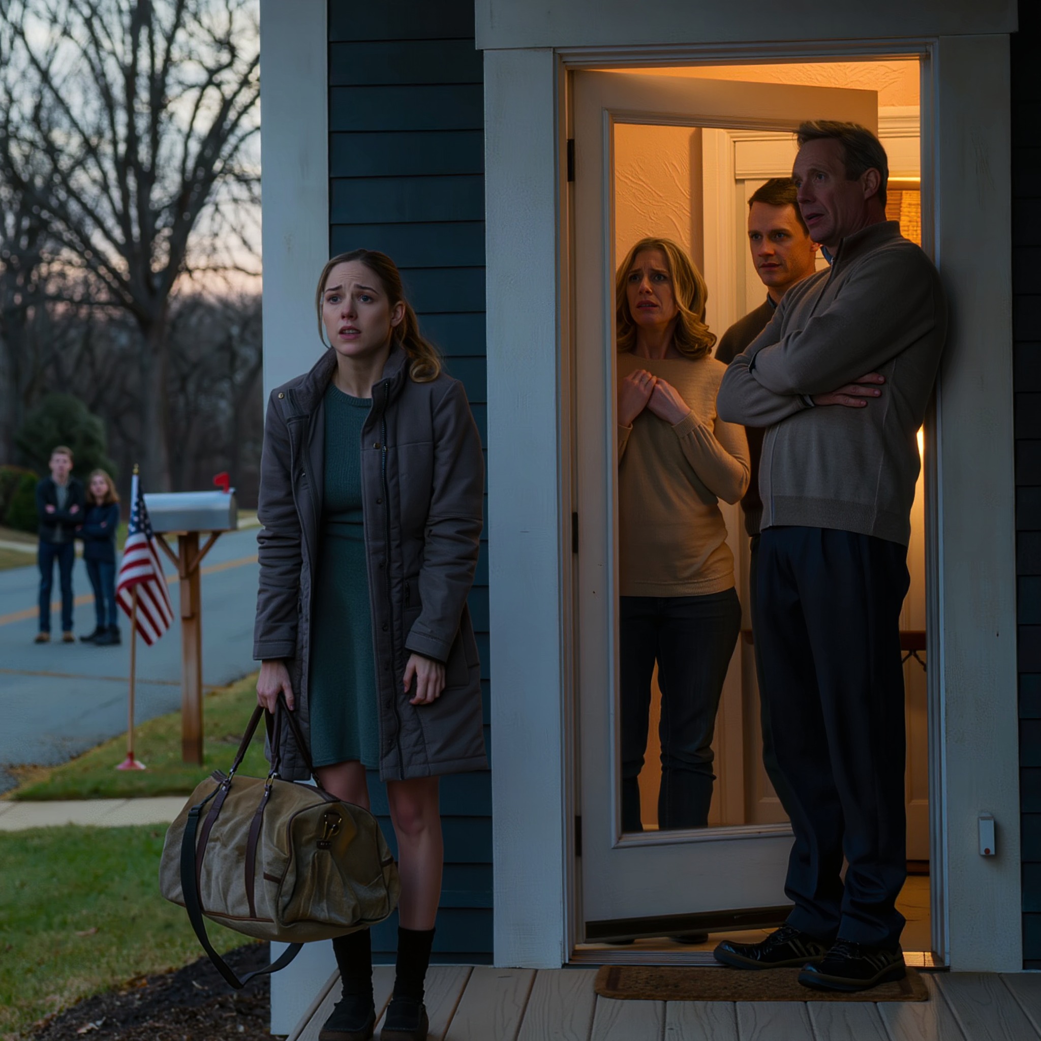 À 19 ans, je me tenais sur le perron de la maison de mes parents, en plein mois de novembre, mon manteau à moitié fermé, les mains tremblantes sur un sac de voyage qui contenait toute ma vie. J’attendais un enfant, bouleversée, et je ne demandais qu’une chose : un peu de temps, un peu d’aide, un peu de clémence.