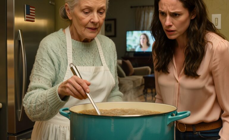 Alors que je préparais une soupe pour toute la famille, ma belle-fille s’est approchée et m’a dit : « Qui t’a dit de cuisiner comme ça ?» Mon fils, les yeux rivés sur la télévision, faisait semblant de ne rien voir. Quelques minutes plus tard, un grand bruit a retenti dans la cuisine. Et à partir de cet instant précis, tout dans cette maison a commencé à être chamboulé.