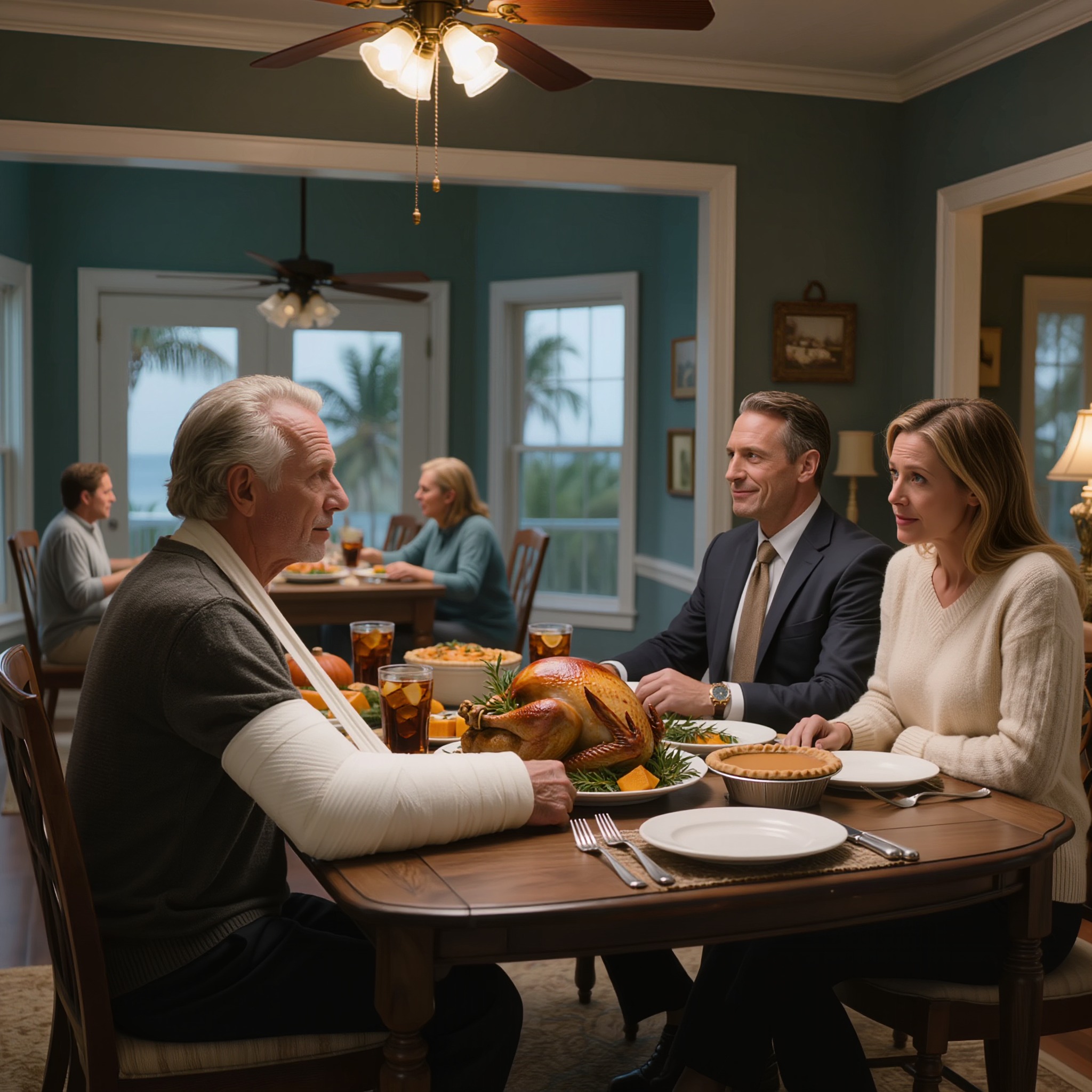 La veille de Thanksgiving, ma fille, assise en face de moi, a regardé mon bras plâtré et m’a dit calmement que son mari m’avait enfin remise à ma place. Mais ni l’une ni l’autre ne se doutaient que la sonnette qui retentissait à la porte dix minutes plus tard allait bouleverser toute la soirée.