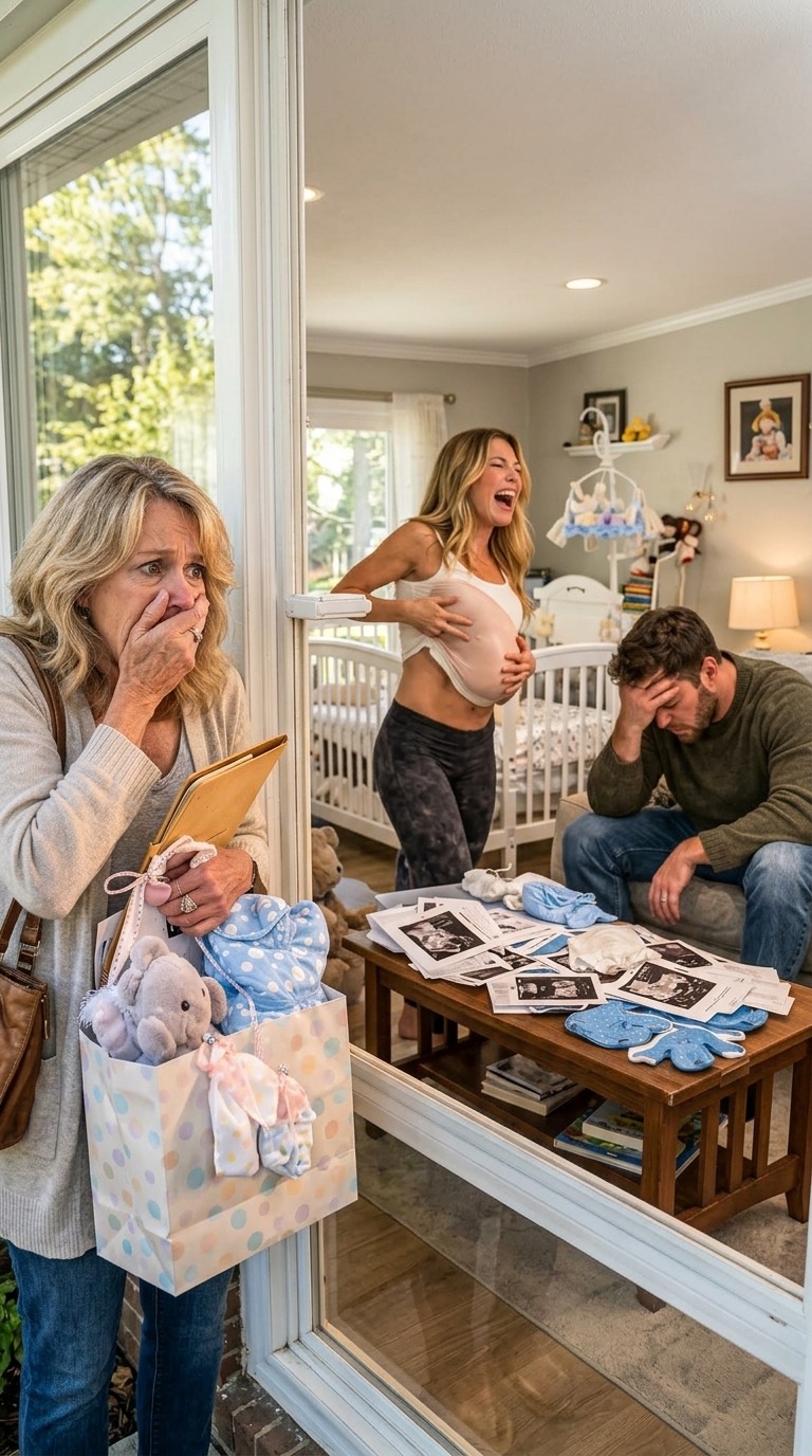 « Je revenais de chez le notaire, de très bonne humeur, et je voulais annoncer la bonne nouvelle à mon fils. J’apportais des cadeaux pour mon futur petit-fils. Mais par la fenêtre ouverte, j’ai vu ma belle-fille enlever un faux ventre de grossesse et dire à mon fils… »