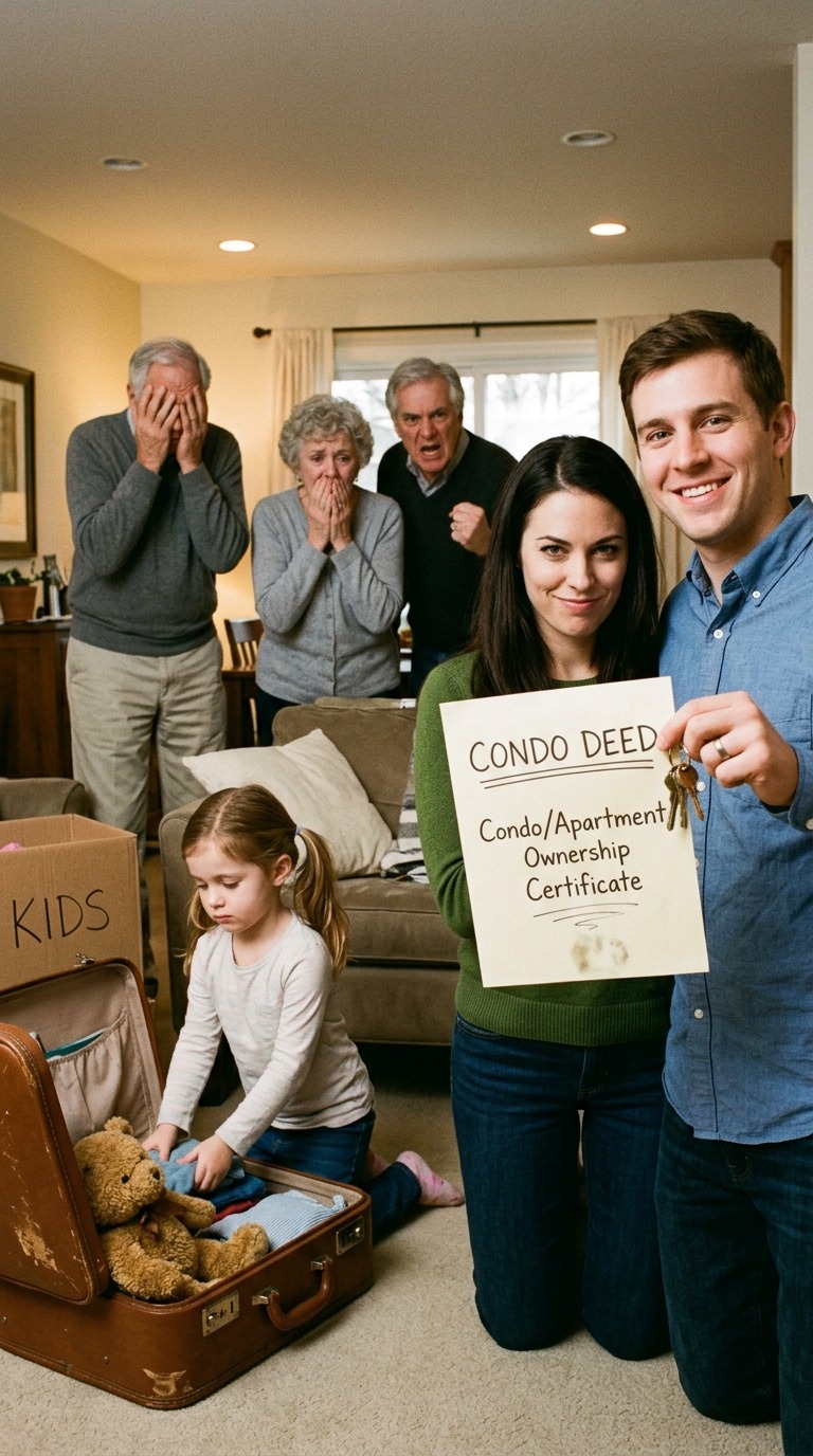 « Tu n’habites plus ici », ont dit mes beaux-parents à ma fille de 12 ans, avant de la forcer à faire ses valises pendant que ma belle-sœur emménageait dans notre appartement à 473 000 dollars. Quand mon mari l’a appris, il n’a pas crié. Il a juste souri et dit : « La maison est… » Ils ont instantanément pâli.