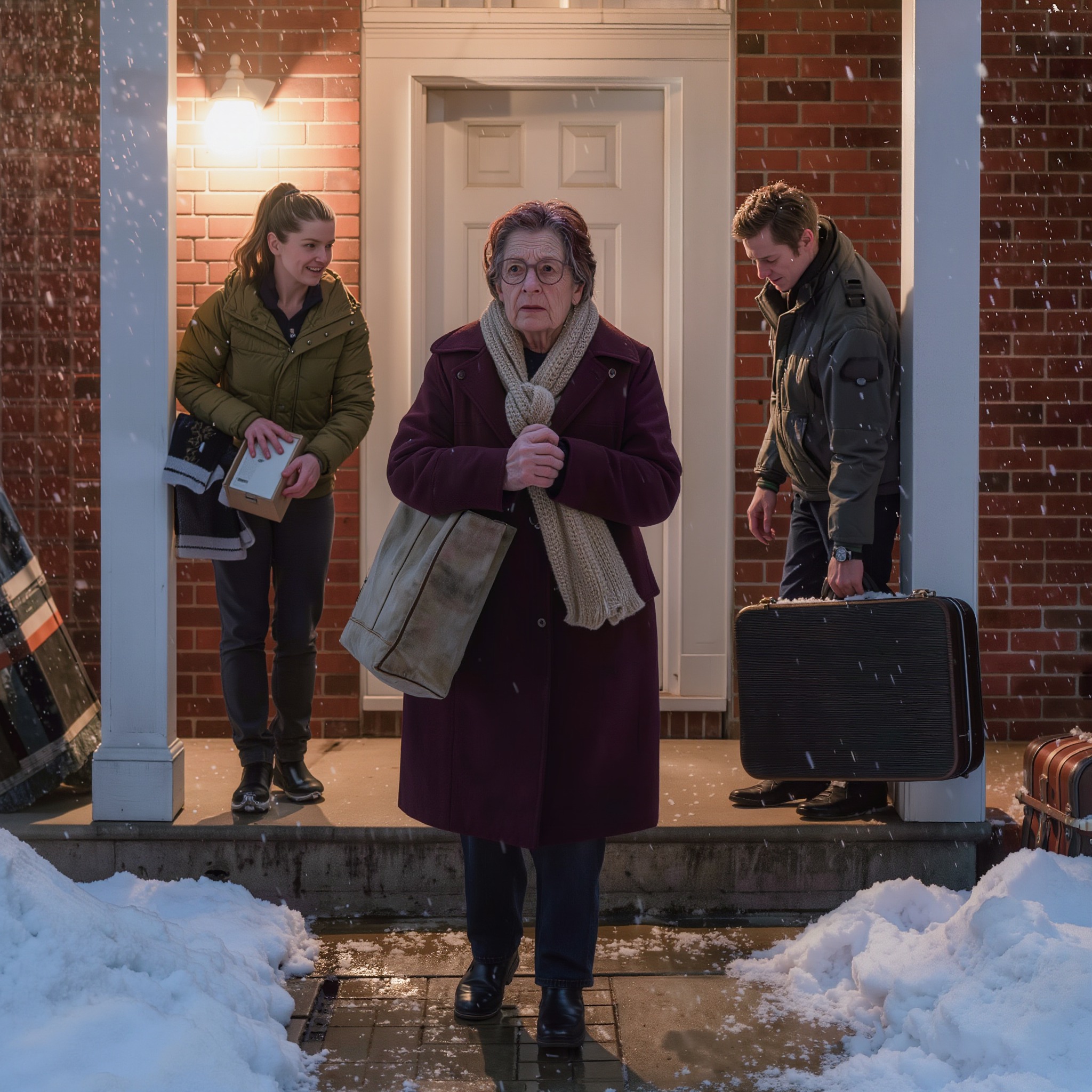 Ma belle-fille m’a poussée dehors en pleine tempête de neige juste parce qu’elle voulait plus d’espace pour sa salle de yoga : « Il nous faut plus d’espace ! Maman, va te réfugier dans un abri ! » Mon fils est resté là, muet. Ils ignoraient tout de mon héritage de 50 millions de dollars. Le lendemain matin, j’ai racheté tout leur immeuble. Leur vie a commencé à changer.