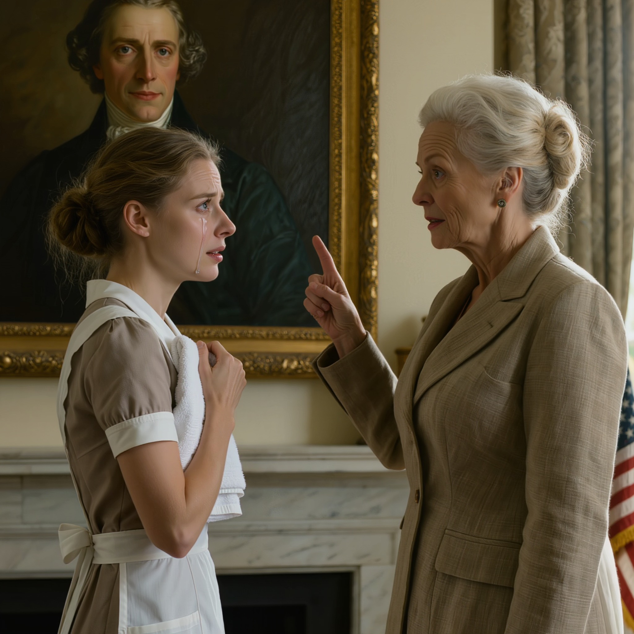 Dès que ma nouvelle femme de ménage a aperçu l’homme sur le portrait, son visage s’est transformé — puis elle a demandé : « Madame, pourquoi le père de ma fille est-il ici ? » J’étais à mi-chemin de l’explication de l’histoire de la famille Kensington lorsque la jeune femme en simple robe de ménage a cessé de respirer.