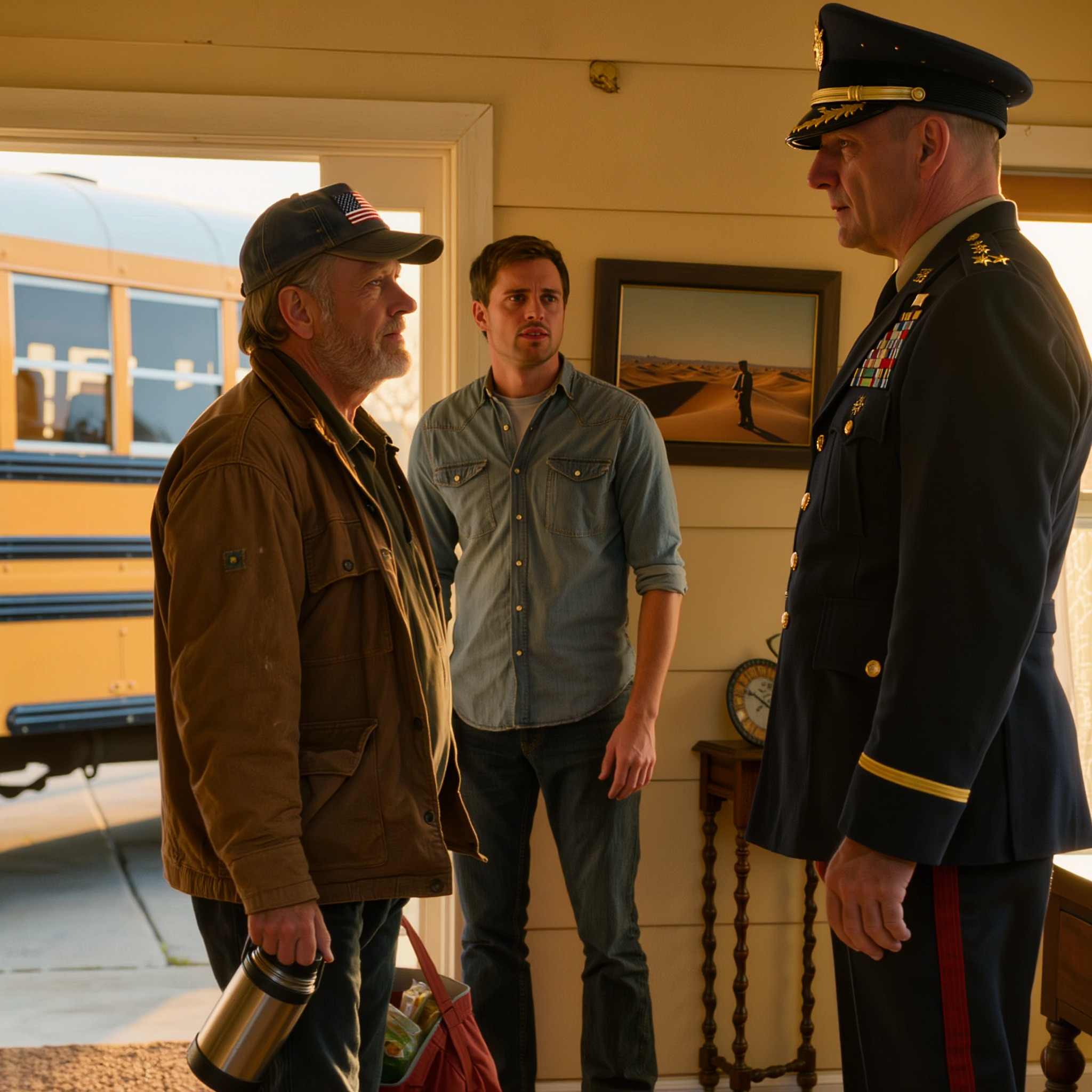 Mon père a conduit un bus scolaire pendant 20 ans. Tout le monde pensait qu’il était un homme ordinaire. Puis un jour, un général quatre étoiles a frappé à notre porte, a vu sa photo au mur et est resté figé. « Vous l’appelez papa… ? »