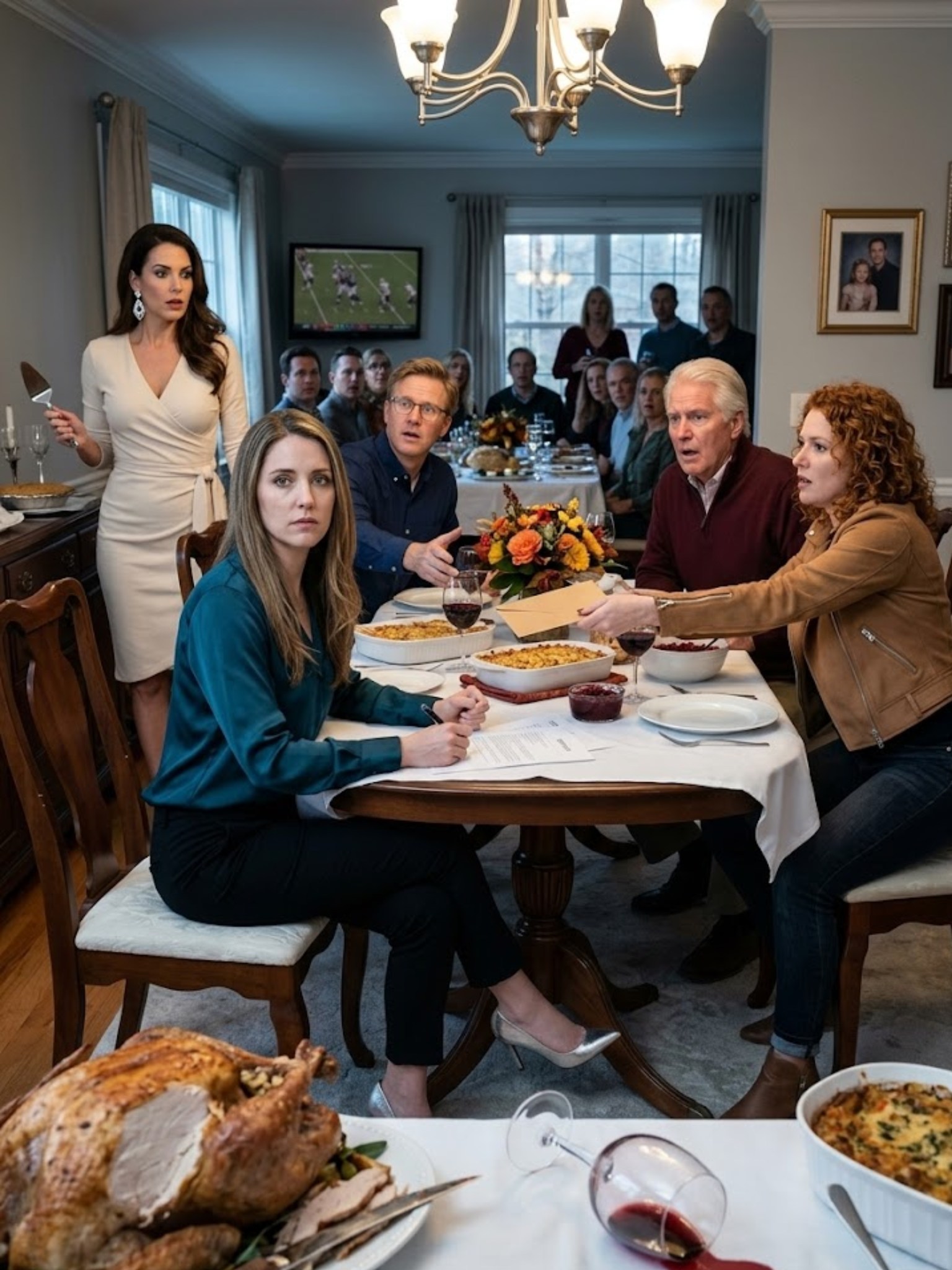 Quand mon beau-père a fait glisser les papiers de divorce notariés sur la table de Thanksgiving devant 22 invités, mon mari a refusé de me regarder dans les yeux. – Actualités