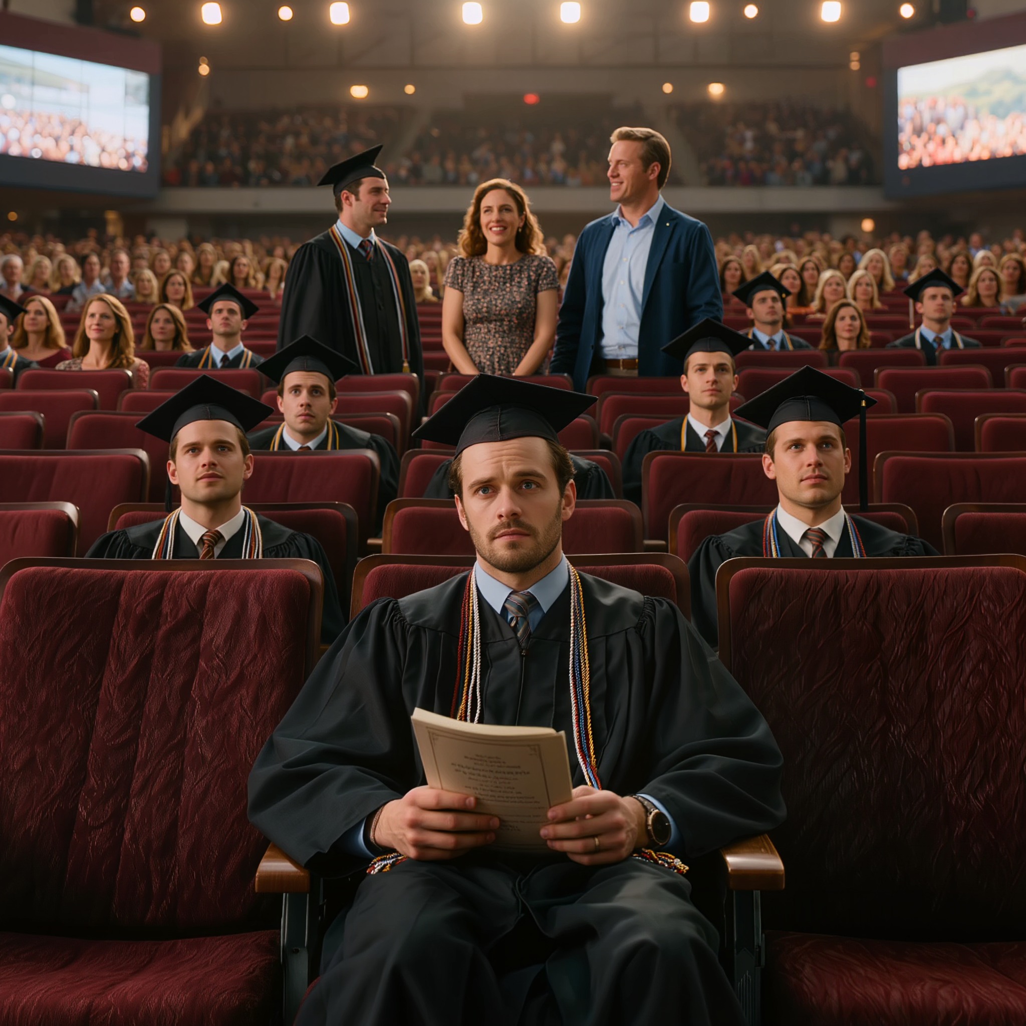 Future me disait : « Il le méritait, pas toi. » Ils entrèrent dans l’auditorium, souriant comme si c’était son grand jour. Puis le doyen prit une carte, les caméras captèrent leurs visages sur les écrans géants, et la vérité qu’ils avaient ignorée pendant quatre ans allait éclater au grand jour.