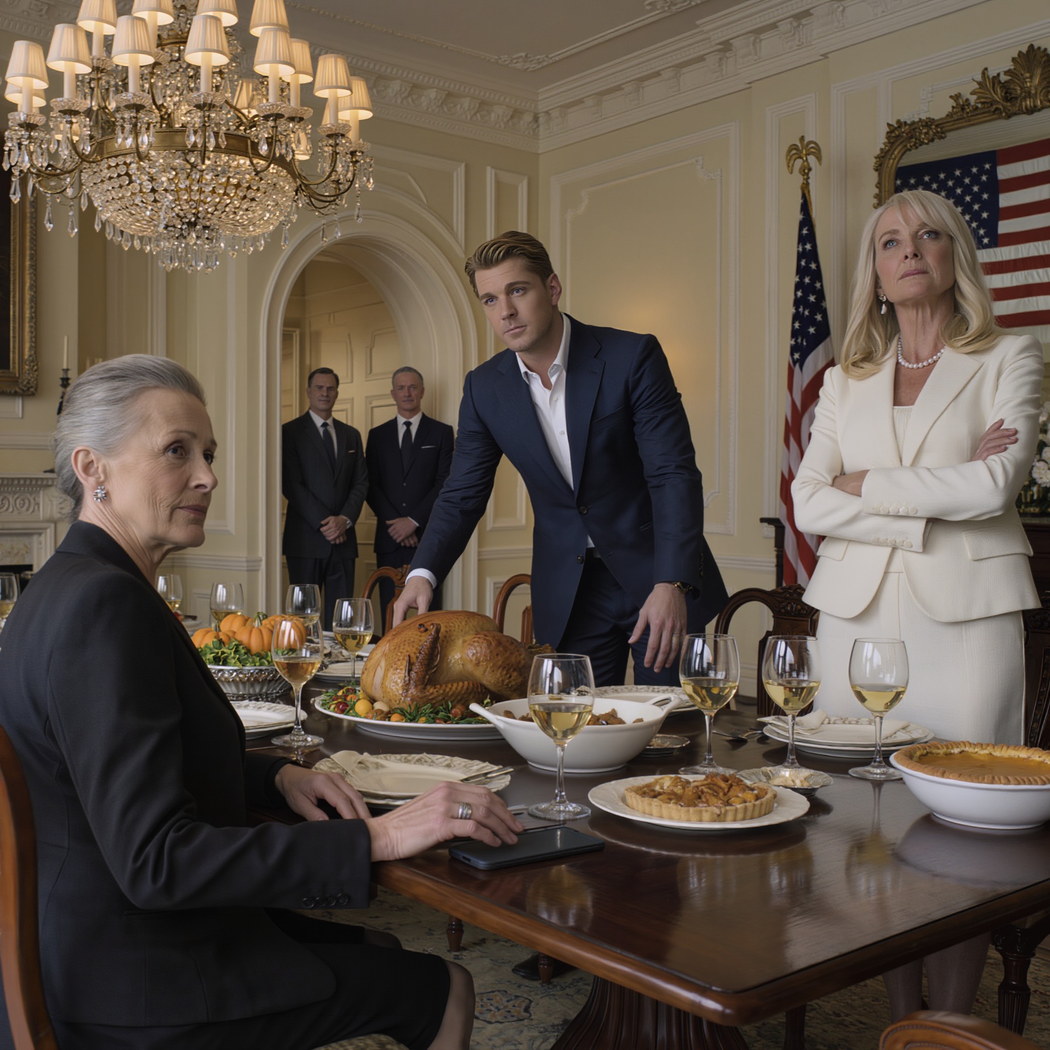 Au dîner de Thanksgiving, la belle-mère de mon fils a craché dans mon assiette en disant : « Vieille dame, c’est bien fait pour toi ! » tandis que mon fils se penchait vers moi et murmurait : « Maman, s’il te plaît, n’en rajoute pas.» Je suis restée calme, j’ai sorti mon téléphone et j’ai envoyé un simple SMS : « Exécute le plan.» Aucun d’eux ne se doutait qu’à la fin de cette soirée, la vérité qu’ils avaient enfouie commencerait à détruire leur vie en apparence parfaite.