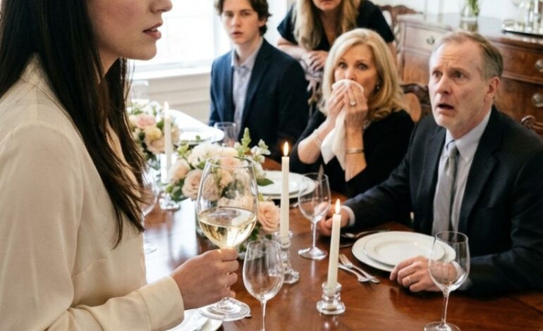 Maman a ri et a dit : « Tu n’es pas de la famille. » J’ai levé mon verre et répondu : « Parfait. Alors ne demande pas d’argent. » Son visage s’est décomposé. Papa semblait abasourdi. Un silence de mort s’est abattu sur la pièce…