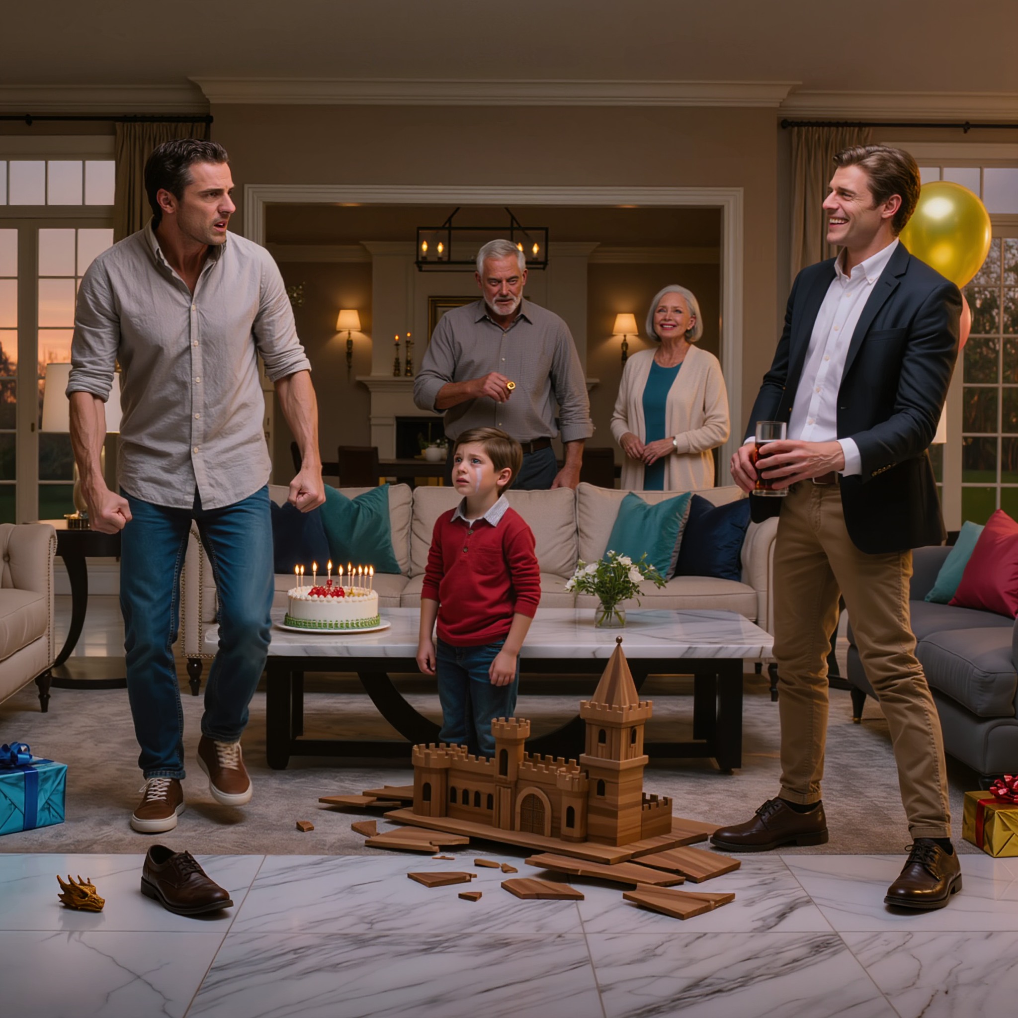 Mon frère a jeté le cadeau d’anniversaire de mon fils contre le mur, riant aux éclats tandis qu’il pleurait devant tout le monde. Ma famille a dit : « Allons, ce n’est qu’une blague. » Mon père s’est levé, a enlevé son alliance et l’a claquée sur la table. Un silence de mort s’est abattu sur la pièce. Ce qu’il a dit ensuite a bouleversé toute notre famille…