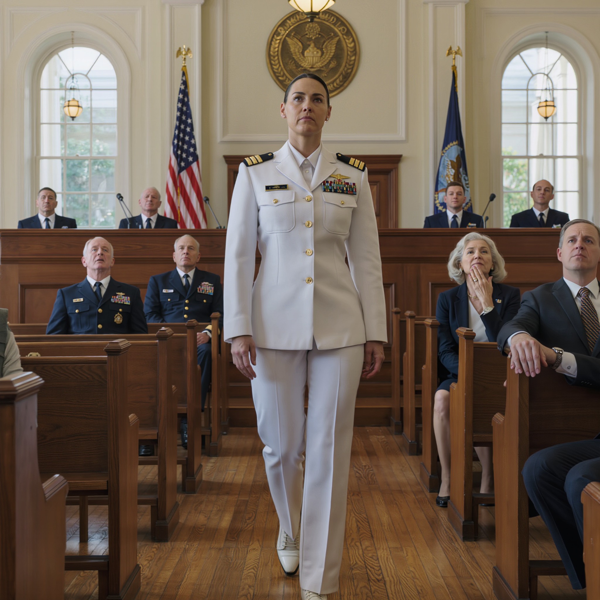 Mon frère a dit à mes parents que j’avais quitté la Marine, et ils l’ont cru si aveuglément qu’ils m’ont effacé de leur mémoire pendant douze ans. Puis il a comparu devant une cour martiale, et la fille qu’ils croyaient déchue est entrée dans ce tribunal militaire silencieux, en grande tenue blanche, avant même qu’ils ne réalisent que le mensonge avait atteint son terme.