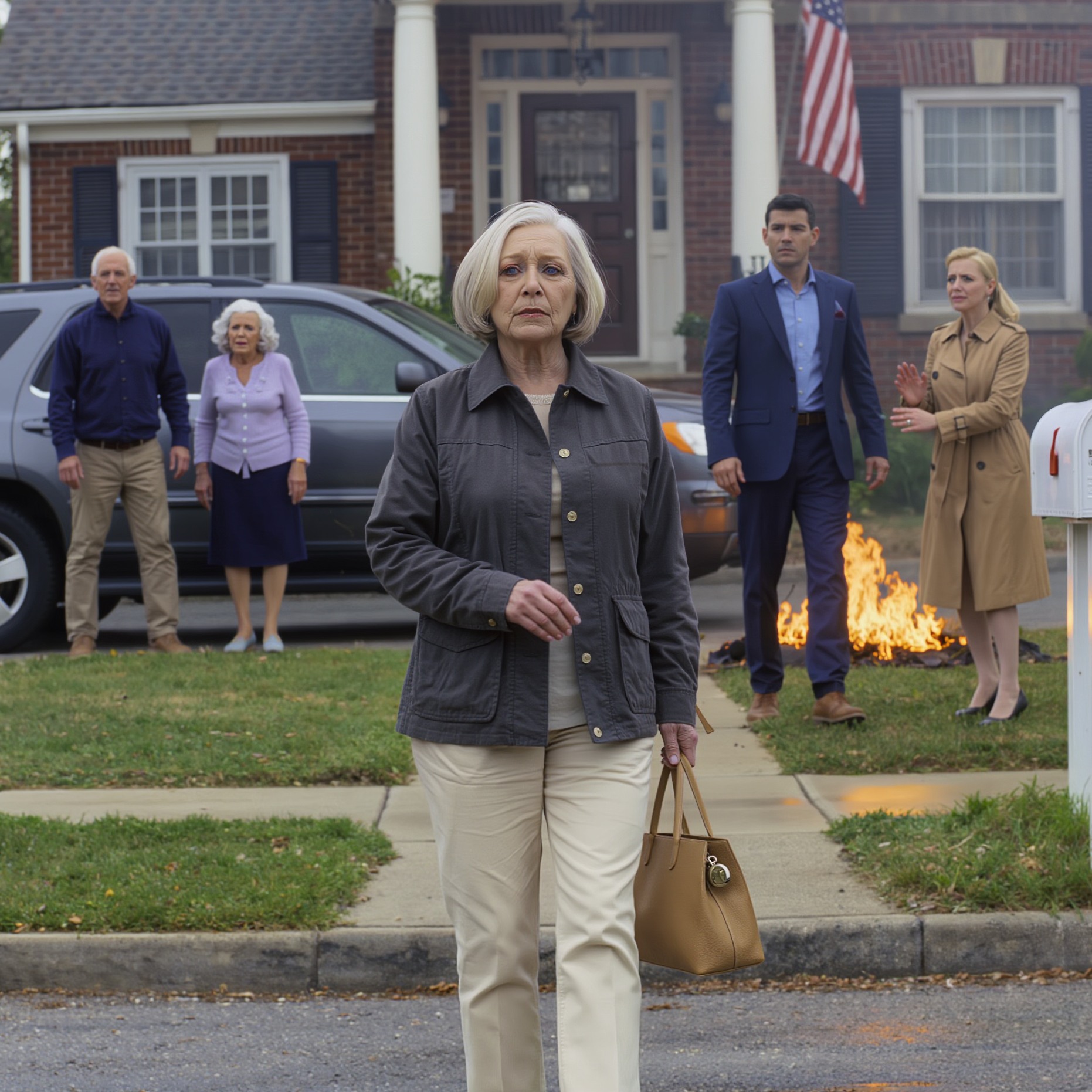 Je me suis réveillée après six mois de coma. Mon fils m’a dit : « Maman, j’ai donné ta maison à mes beaux-parents. On pensait que tu n’allais pas t’en sortir. » Sa femme a ajouté : « Il va falloir que tu trouves un autre endroit où vivre. » Je suis partie discrètement. Trois heures plus tard, à leur retour, les serrures avaient été changées et toutes leurs affaires brûlaient sur la pelouse…