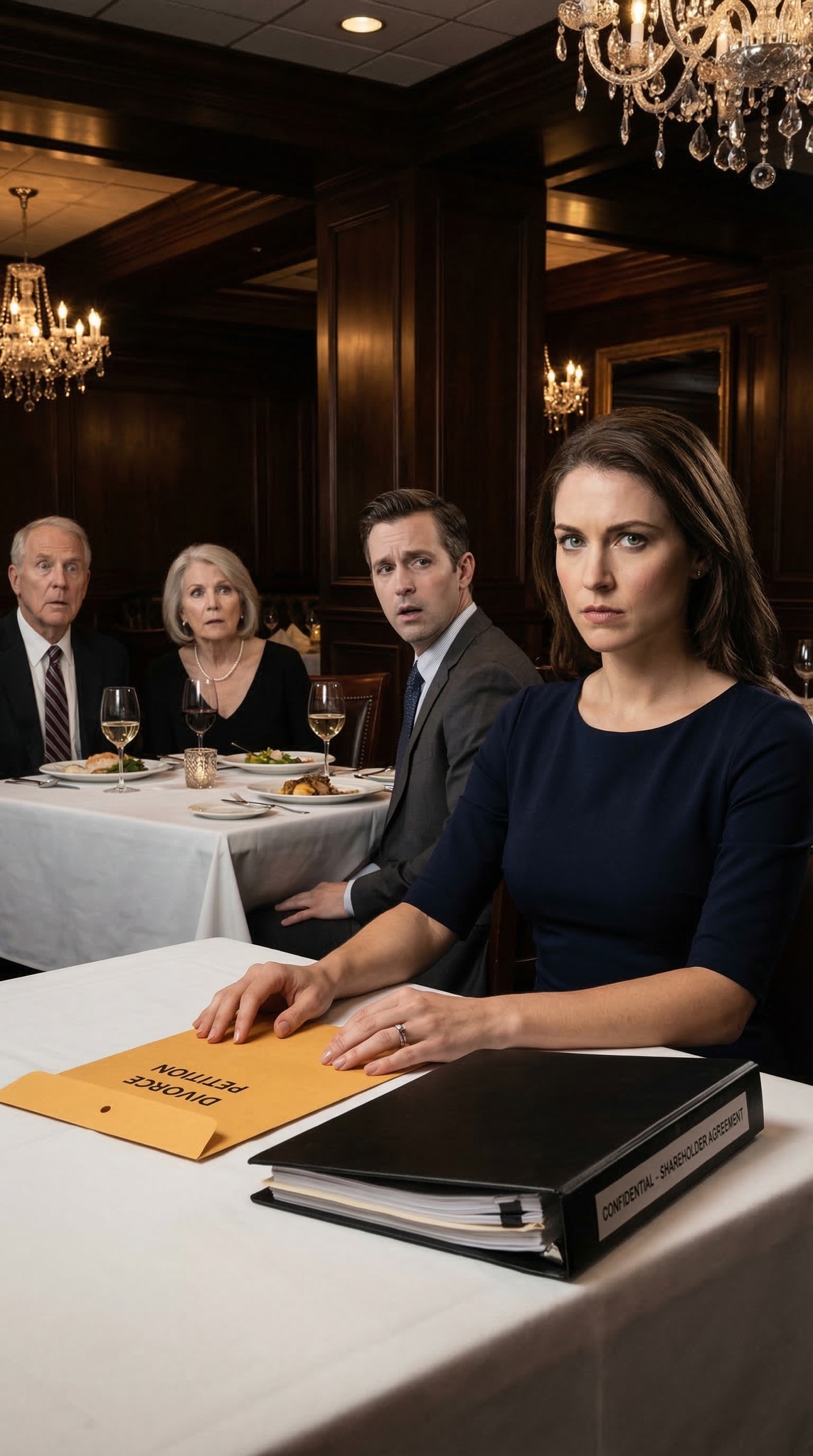 Je n’ai jamais dit à mon mari que je possédais 8 milliards de dollars d’actions de la société de son père. Il me prenait pour la pauvre épouse dont il pourrait se débarrasser discrètement. Puis, à table, son père a fait glisser une enveloppe de divorce sur la table et m’a dit : « Signe ce soir. » Je l’ai regardé droit dans les yeux, j’ai repoussé l’enveloppe et j’ai murmuré : « Es-tu sûr de vouloir humilier la femme qui pourrait anéantir ton empire d’ici lundi ? » Ils ne me considéraient pas. Ils se trompaient.