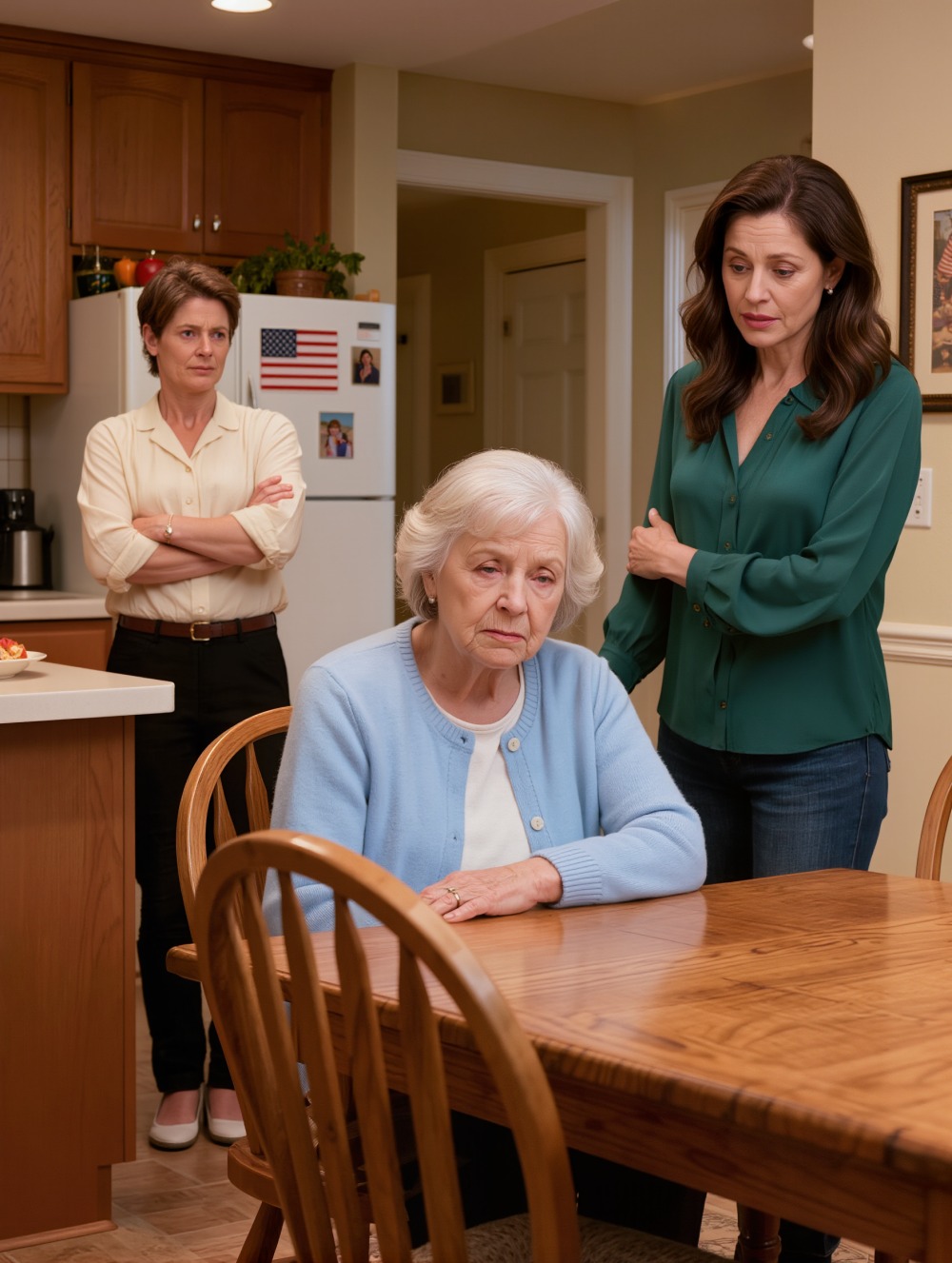 Ma fille m’a vue assise dans le noir et m’a demandé doucement : « Maman, pourquoi il n’y a rien à manger dans la cuisine ? Tu reçois 10 000 dollars par mois. » Ma belle-fille est sortie et a dit d’un ton neutre : « Je contrôle chaque dollar qu’elle reçoit. » Ma fille a lentement enlevé ses boucles d’oreilles, l’a regardée droit dans les yeux et a dit : « Alors, à partir d’aujourd’hui, ce contrôle prend fin. »