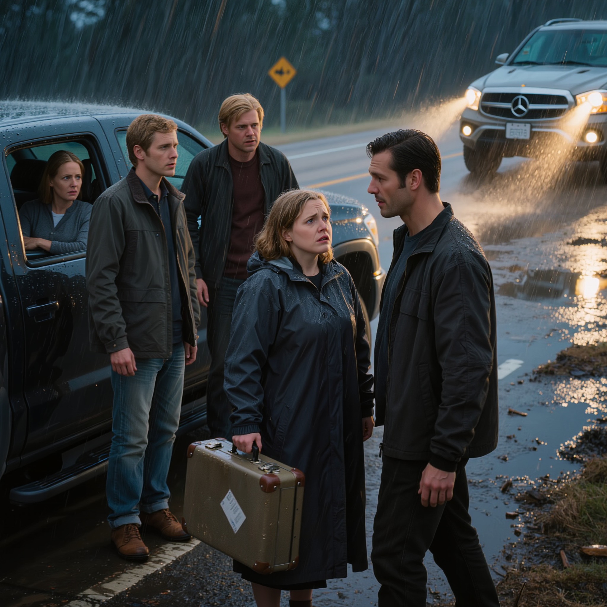 « Prenez notre fille oméga en guise de dédommagement. » Mon père l’a dit comme s’il négociait du fret, pas comme s’il livrait son enfant, et je me suis retrouvée sur le parking d’une aire de repos du Minnesota, la pluie dans les yeux et du ruban adhésif sur ma valise, attendant que deux frères alpha du Montana viennent récupérer la dette — jusqu’à ce que l’un d’eux regarde l’enveloppe en papier kraft qu’il tenait à la main et réalise que mes parents avaient caché quelque chose de bien pire qu’une faillite.