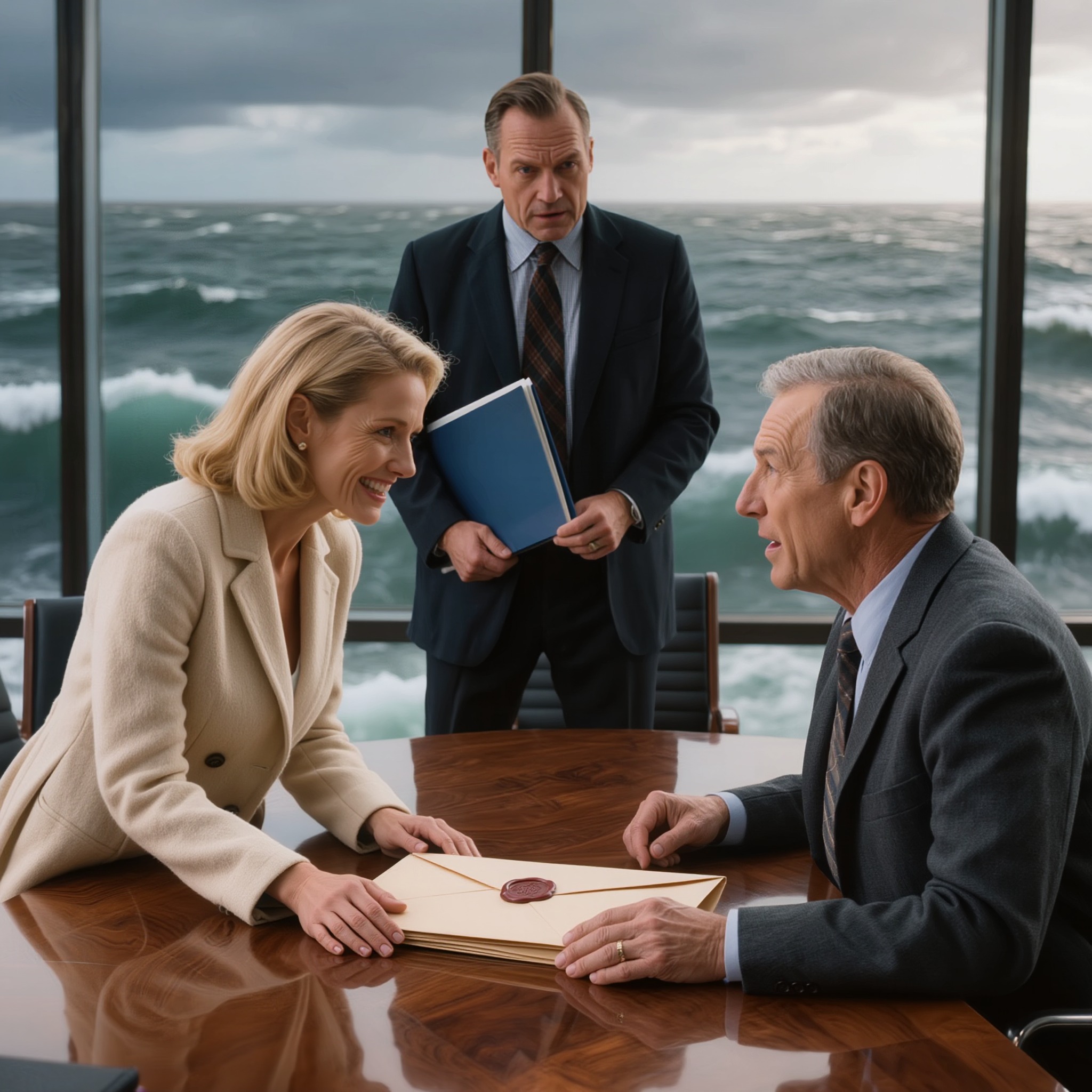 Ma mère entra dans la salle de conférence de mon oncle décédé, vêtue d’un manteau de marque, et déclara : « Nous pouvons partager les millions en famille » — la même femme qui m’avait laissée à seize ans avec un réfrigérateur vide et une facture d’électricité impayée — mais dès que l’avocat déposa sur la table une enveloppe crème scellée à la cire rouge, je la vis comprendre que mon oncle ne m’avait pas laissé d’héritage. Il m’avait tendu un piège.