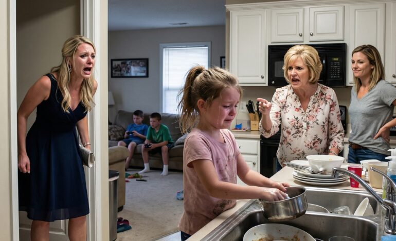 J’ai laissé ma fille chez mes parents pour un mariage, et à mon retour, je l’ai trouvée en train de pleurer devant l’évier tandis que ma mère se moquait d’elle comme d’une servante.