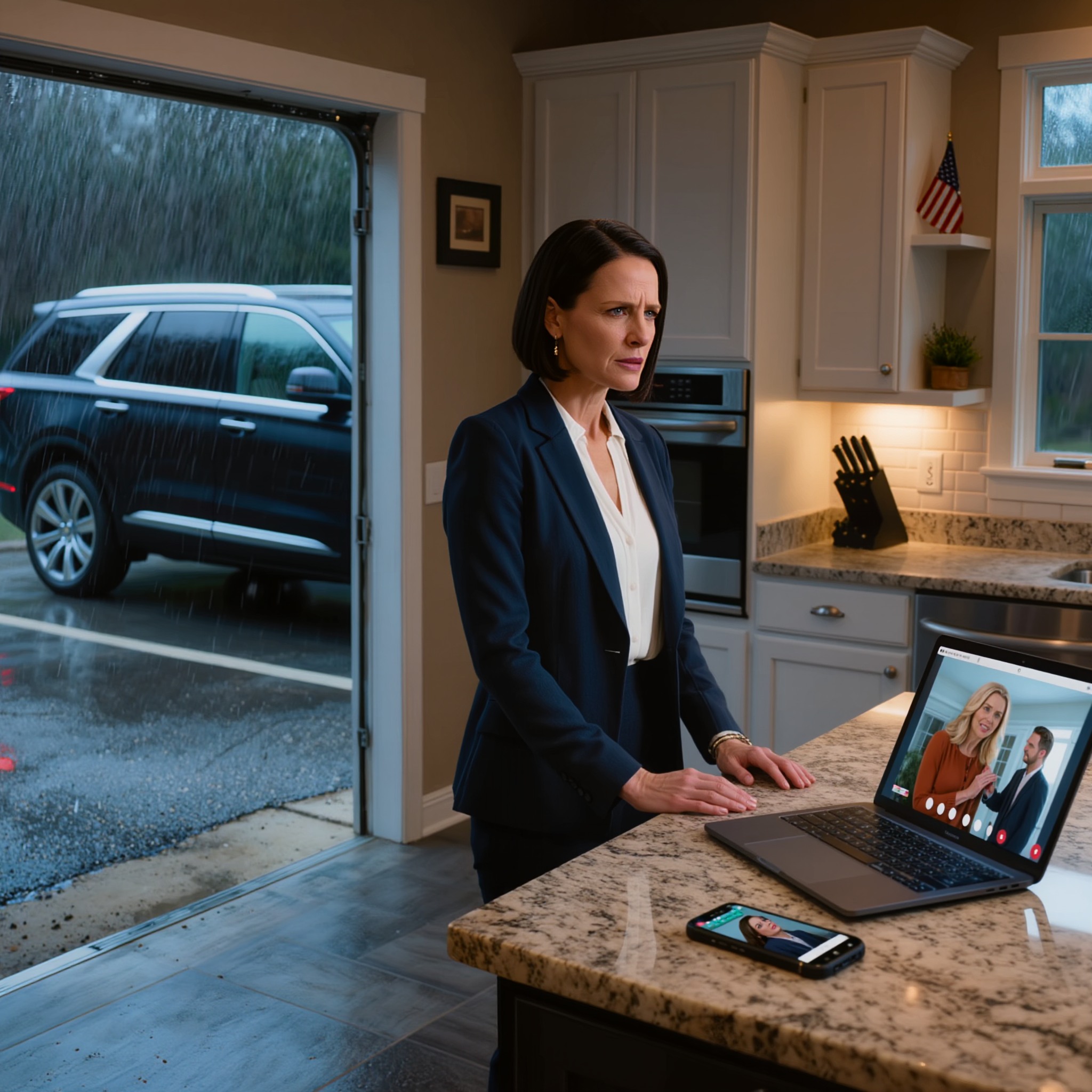 Je suis rentrée d’un voyage d’affaires à Dallas vers minuit et j’ai trouvé le garage complètement vide. Ma Audi RSQ8, entièrement payée, avait disparu. En consultant les caméras de surveillance, j’ai vu mes parents prendre discrètement la clé dans le coffre-fort et la donner à mon frère chéri. Quand j’ai exigé qu’on me rende la voiture, ma mère a simplement répondu calmement : « C’est un partage familial, ce n’est qu’une voiture. » Quelques heures plus tard, sur l’I-95, ce soir-là n’était plus son dîner de fête.