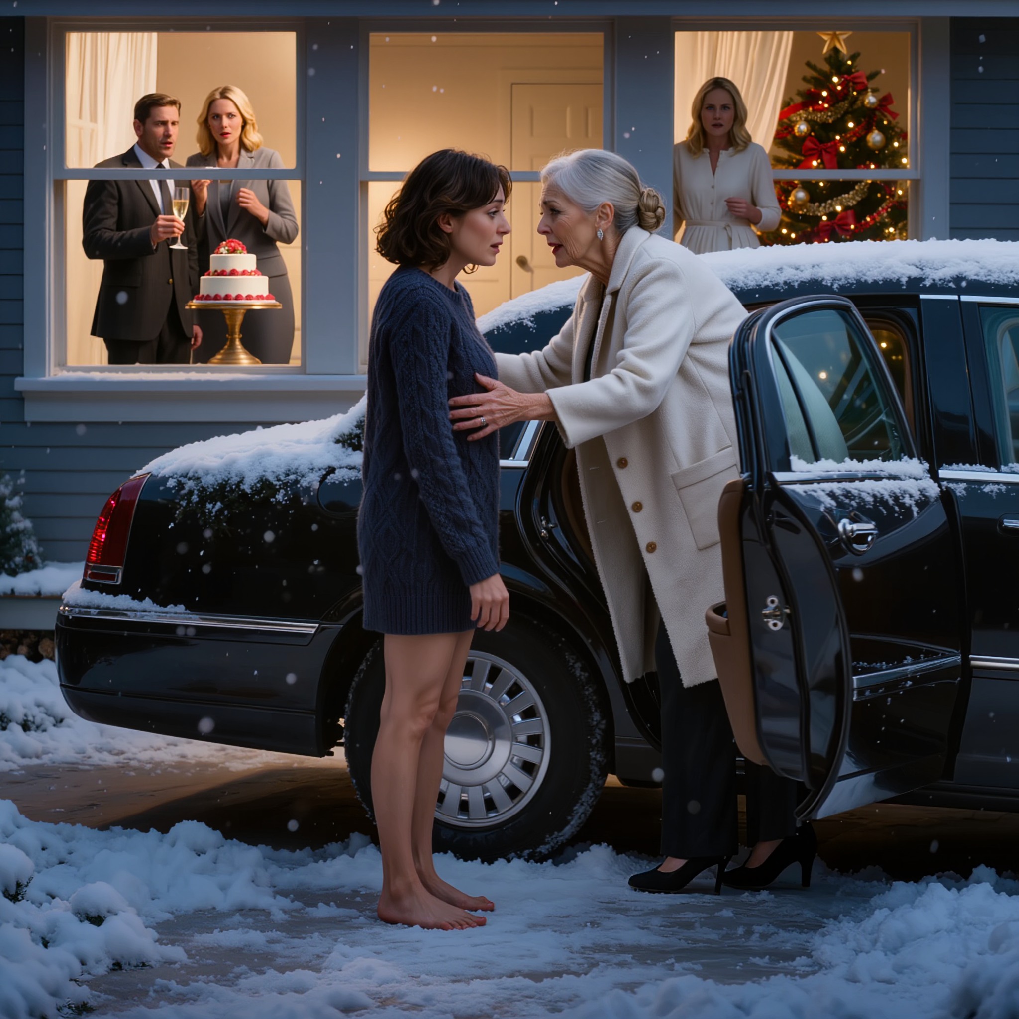 La veille de Noël, mon père m’a poussée pieds nus dans la neige en me disant : « Tu as mérité ta place. » Trente invités l’ont regardé retourner au champagne tandis que je gelais dehors, à la fenêtre. Puis, à 23 h 14, une limousine noire s’est arrêtée au bord du trottoir, et la femme dont il m’avait convaincu pendant douze ans qu’elle était partie pour toujours en est sortie, tenant quelque chose qui lui a fait oublier dans quelle maison il se trouvait.