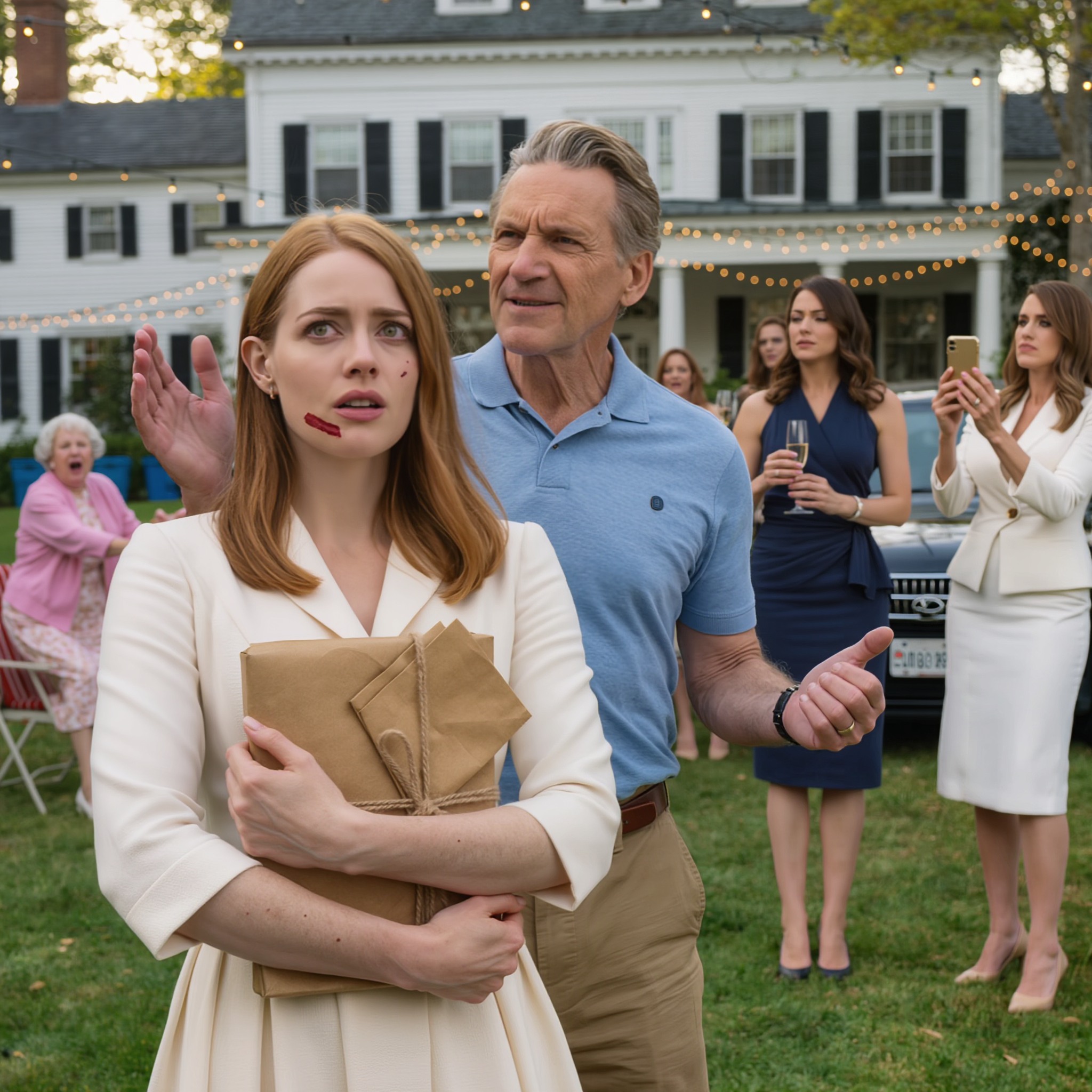 « “Quel genre de camelote sans valeur m’as-tu offerte ?” a raillé mon père avant de me gifler devant trente invités à mon anniversaire, mais à minuit, j’étais dans un SUV noir, fixant un inconnu du regard, une enveloppe officielle dans mon sac à dos et un secret qui pouvait transformer Gerald Talbot, un homme d’église respecté, en l’homme que tout le monde aurait dû craindre. »