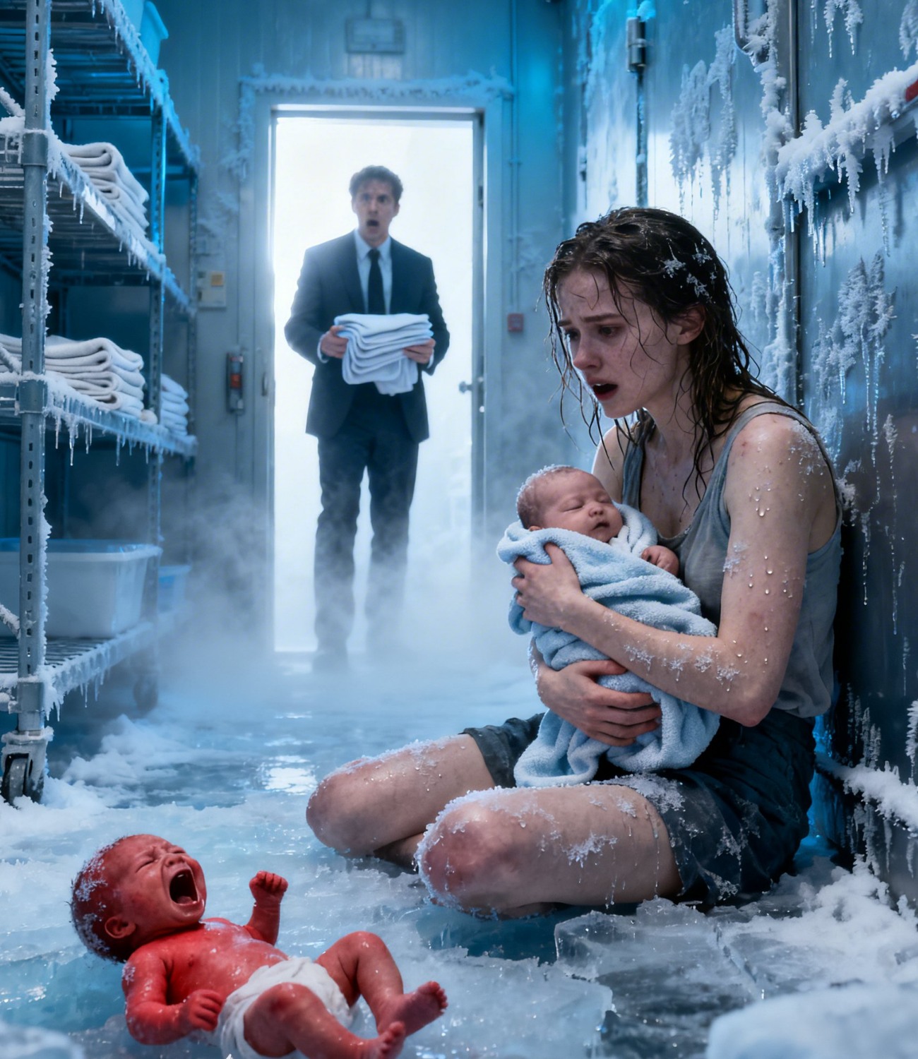 Un mari enferme sa femme enceinte dans un congélateur — elle accouche de jumeaux, et son ennemi milliardaire l’épouse !