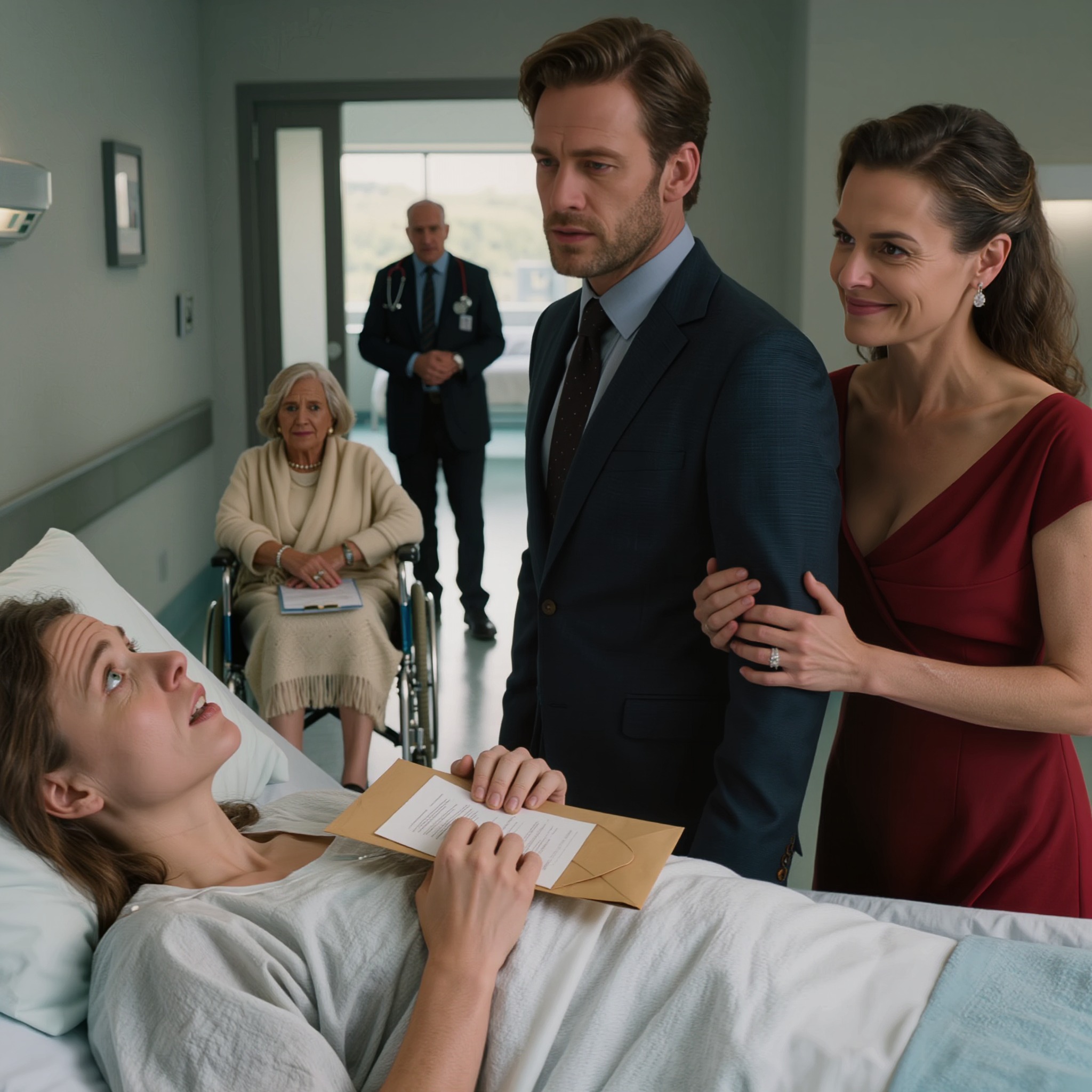 Quatre jours après avoir donné un rein pour sauver sa mère, mon mari est entré dans ma chambre d’hôpital avec une femme en robe rouge, a déposé les papiers du divorce sur ma poitrine et n’a rien dit. Puis le médecin est apparu à la porte, l’a regardé droit dans les yeux et a dit : « La transplantation de votre mère a été annulée. » Soudain, la famille qui m’avait utilisée a paru terrifiée pour la première fois.