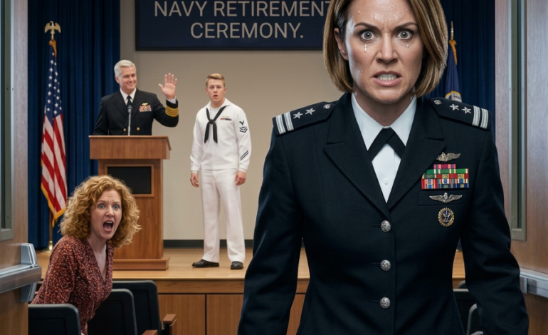 Je m’appelle Rebecca Hayes, et j’ai découvert que mon propre père m’avait effacée de sa cérémonie de départ à la retraite de la Marine lorsque le garde à la porte de Virginia Beach a regardé son iPad et a dit : « Je suis désolé, Madame… vous n’êtes pas sur la liste. » J’ai jeté un coup d’œil et mon père n’a même pas bronché – il a juste souri d’un air narquois, comme si je n’avais jamais été sa fille – tandis que mon frère se tenait à l’intérieur, vêtu d’un uniforme blanc impeccable, absorbant les éloges comme s’il était le seul « Hayes » qui comptait. Je suis retournée à ma voiture, le cœur en feu… J’ai ouvert le coffre… et j’ai touché l’uniforme de cérémonie que j’avais gardé caché pendant quinze ans, orné de trois étoiles d’argent qu’ils n’auraient jamais pu imaginer. Je les ai épinglées, j’ai pris une profonde inspiration et j’ai poussé les portes de la salle, juste au moment où le maître de cérémonie annonçait le nom de mon père… Une chaise a grincé au premier rang tandis que quelqu’un se levait et criait mon nom…