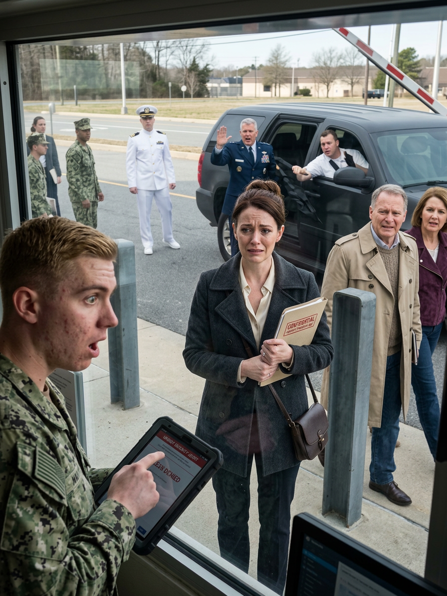 Mon frère a été promu commandant, et moi, on m’a interpellée à la porte de la base navale comme une parfaite inconnue. Le maître tapotait sans cesse sur sa tablette, puis a dit : « Excusez-moi, madame… vous n’êtes pas sur la liste du commandant Marcus Cartwright », tandis que mes parents passaient devant moi en souriant, comme s’ils venaient de m’effacer de leur mémoire. Puis Marcus est entré, impeccable dans son uniforme blanc, et a marmonné : « Leah a oublié de confirmer sa présence… Certains ne comprennent jamais la hiérarchie. » Je venais de m’effacer dans l’ombre, quand soudain un SUV noir du gouvernement s’est arrêté. Un amiral aux cheveux d’acier en est descendu et a prononcé une phrase qui a fait se retourner tous les regards : « Ne bougez pas… Elle n’est pas sur votre liste, car son niveau d’habilitation est supérieur au vôtre.» Puis il m’a regardé droit dans les yeux, a levé la main… et m’a appelé par un titre que ma famille n’avait jamais prononcé à voix haute…