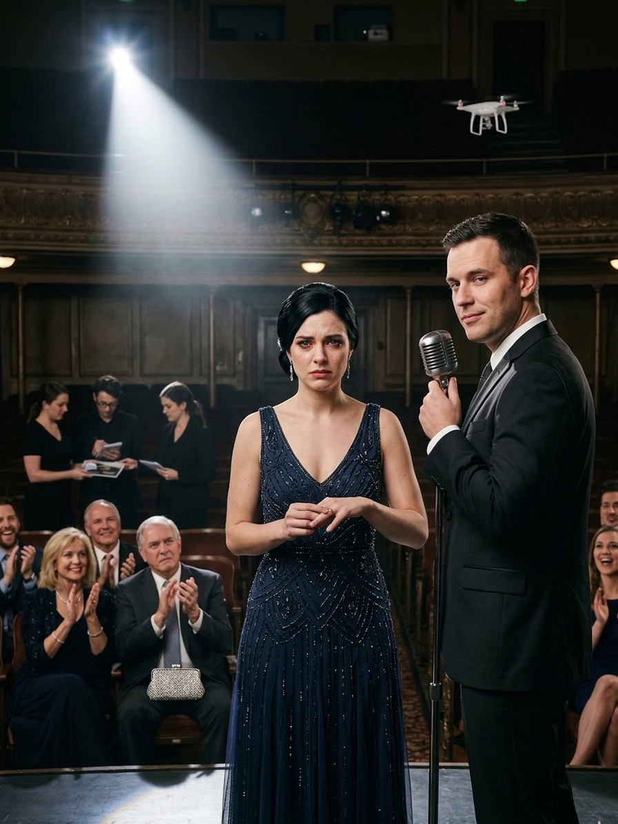 J’étais sur la scène d’un théâtre à Nashville – 500 invités, une caméra drone bourdonnant au-dessus de ma tête, mon visage projeté sur des écrans LED – quand mon fiancé a arraché le micro et a déclaré : « Je ne peux pas épouser quelqu’un sans intégrité. » Un silence de mort s’est abattu sur la salle… jusqu’à ce que ses parents se mettent à applaudir – fort, rythmé, comme s’ils venaient de gagner un procès. Puis toute sa famille a explosé de joie tandis que je restais là, vêtue de blanc, le visage impassible, à regarder leurs assistants distribuer des dossiers de presse brillants aux journalistes comme si mon humiliation était le lancement d’un produit. Il s’est penché vers moi et a sifflé : « Tu n’auras rien, pas un sou, pas une réputation.» Je n’ai pas pleuré. J’ai retiré la bague, quitté la scène, verrouillé la suite nuptiale… j’ai fouillé dans la poche secrète que j’avais exigée… et j’ai envoyé un seul mot à mon contact : « Maintenant… »