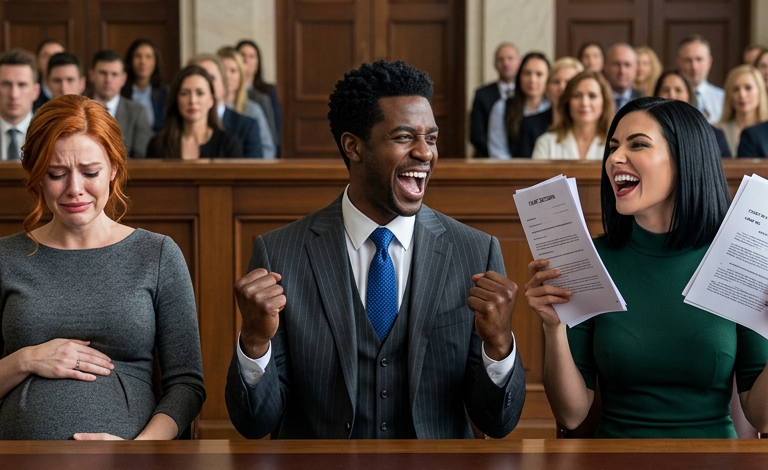 J’étais enceinte de huit mois lorsque mon mari milliardaire, avec un sourire narquois, m’a lancé à travers la salle d’audience : « Tu repartiras les mains vides, Caroline. » Il pensait que ma grossesse me rendait faible. Il pensait que son contrat prénuptial m’avait déjà enterrée. Mais alors, mon avocat s’est levé et a révélé la clause que sa famille avait prié pour que je ne découvre jamais. C’est à ce moment-là que son sourire s’est effacé… et que tout a basculé.