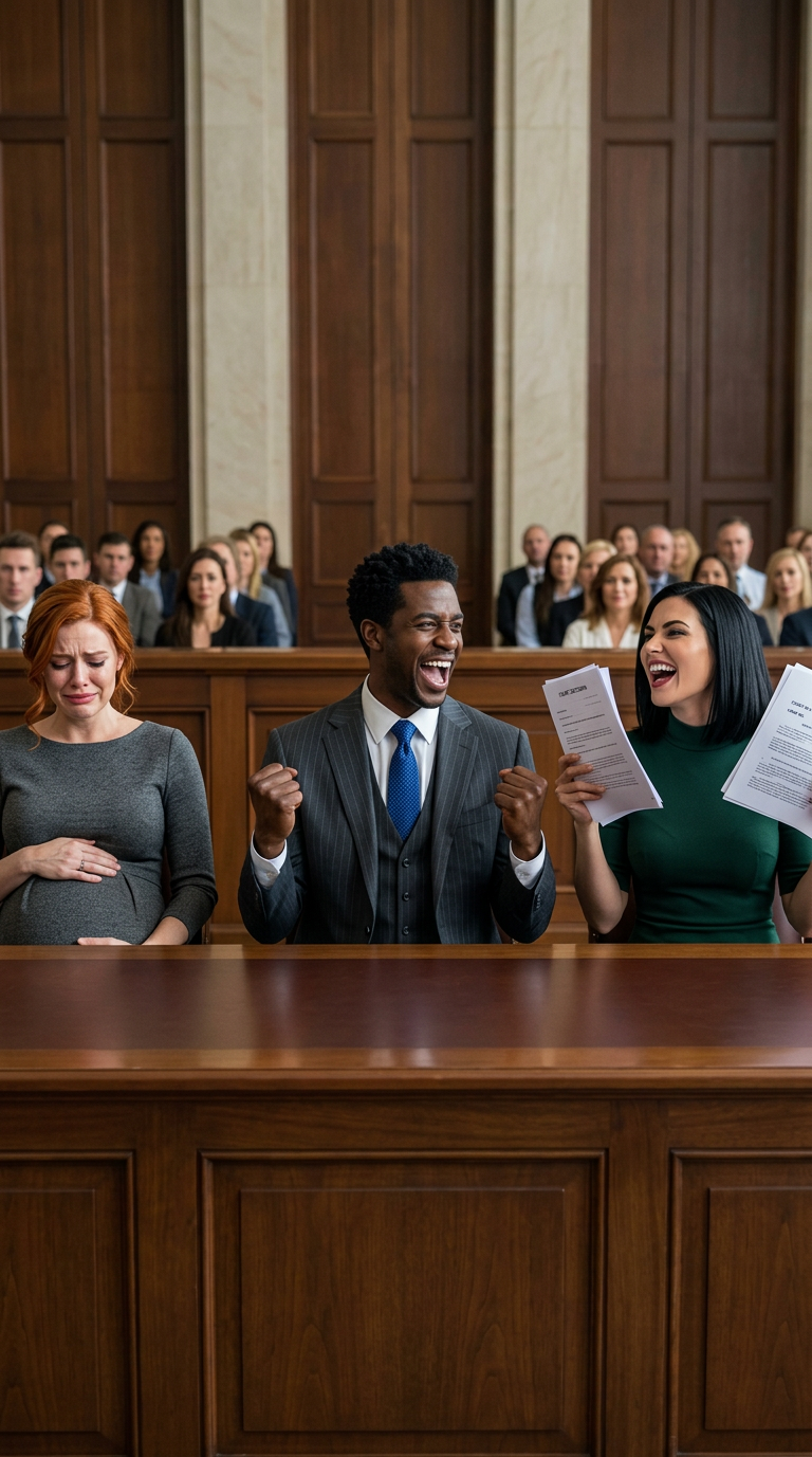 J’étais enceinte de huit mois lorsque mon mari milliardaire, avec un sourire narquois, m’a lancé à travers la salle d’audience : « Tu repartiras les mains vides, Caroline. » Il pensait que ma grossesse me rendait faible. Il pensait que son contrat prénuptial m’avait déjà enterrée. Mais alors, mon avocat s’est levé et a révélé la clause que sa famille avait prié pour que je ne découvre jamais. C’est à ce moment-là que son sourire s’est effacé… et que tout a basculé.