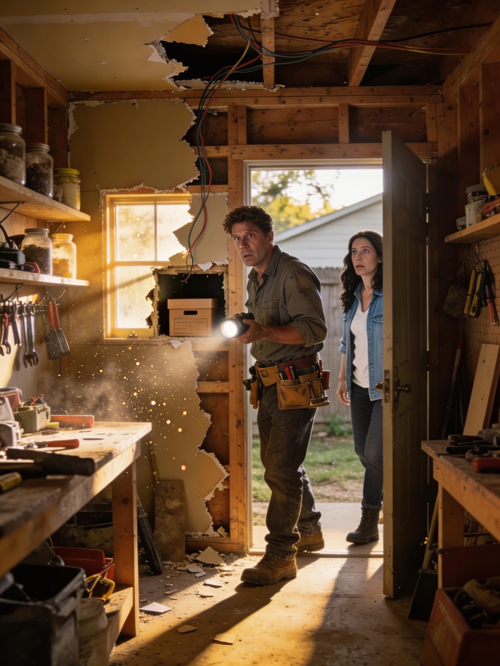 Un an après le décès de ma femme, j’ai engagé un électricien pour refaire l’installation électrique de son ancien atelier. Lorsqu’il m’a appelé en me disant : « Rentrez immédiatement. J’ai trouvé quelque chose de caché dans le mur… mais venez seul », je me suis précipité sur place. Arrivé là-bas, je suis resté figé par ce que j’ai vu.