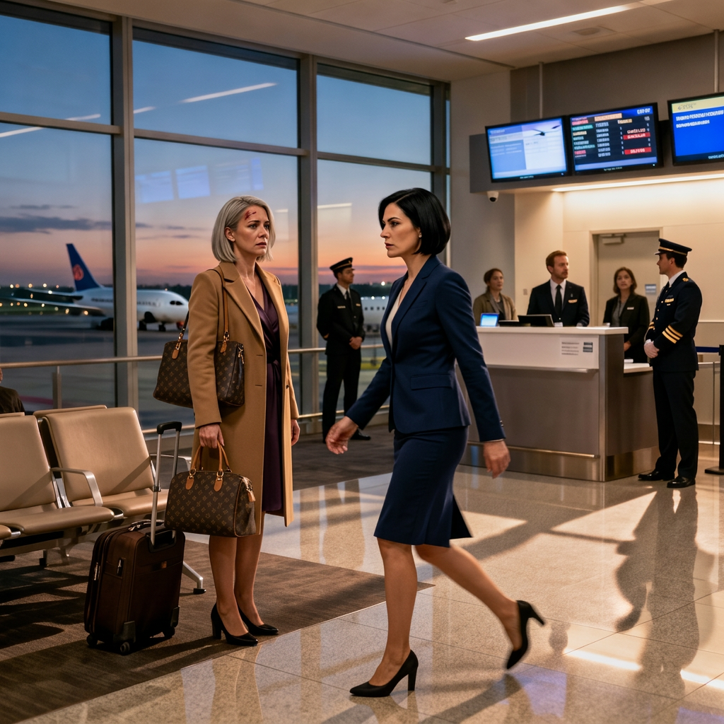 Juste avant de partir pour l’aéroport, la sœur de mon mari m’a fusillée du regard et a sifflé : « Tu n’as rien à faire ici », comme si j’étais une étrangère qui s’était incrustée dans ses vacances parfaites. Je pensais qu’elle en faisait des tonnes, jusqu’à ce que je découvre qu’elle avait en fait effacé mon nom de la liste des invités et m’avait remplacée par celui de son professeur de yoga. À la porte d’embarquement, elle est passée devant moi d’un pas narquois, a ricané et a murmuré : « Rentre chez toi », tandis que tout le monde, même mon mari, faisait semblant de ne rien voir. J’ai senti mon visage s’embraser quand l’équipage s’est approché, m’a regardée droit dans les yeux et a dit… Au moment où ils ont appelé le groupe 3 pour embarquer, mes mains tremblaient tellement que j’ai dû les entrelacer pour ne rien laisser paraître.