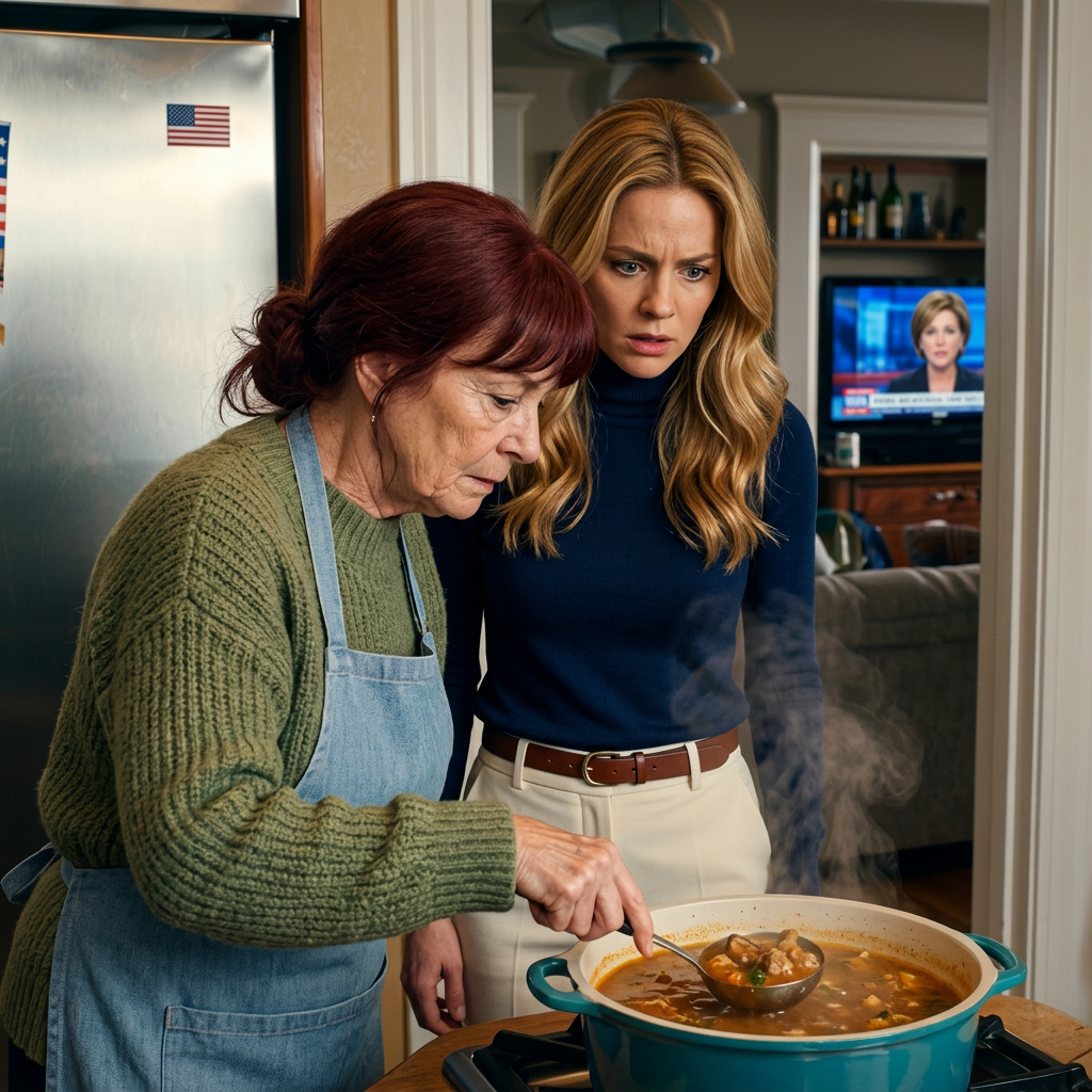 Alors que je remuais une marmite de soupe pour toute la famille, ma belle-fille s’est approchée et m’a lancé : « Qui t’a dit de cuisiner comme ça ? » Mon fils, les yeux rivés sur la télé, faisait semblant de ne rien voir. Quelques minutes plus tard, un grand bruit a retenti dans la cuisine. Et à partir de cet instant précis, tout a basculé dans cette maison.  Dix minutes plus tôt, c’était une soirée comme les autres dans notre petit appartement en périphérie de Los Angeles. Un résumé d’un match de NFL passait en boucle sur l’écran plat, l’aimant drapeau américain sur le frigo scintillait sous la lumière, et je faisais ce que j’avais toujours fait dans ce pays : debout près des fourneaux, à cuisiner pour des gens qui ne me regardaient même plus.  Dawn n’avait jamais besoin d’élever la voix pour me rabaisser.  « Le café est trop léger. »  « Les œufs sont trop cuits. »  « Tu ne sais pas comment on fait ici, Helen ? »  Chaque remarque sonnait comme un conseil, mais chaque phrase sonnait comme un verdict. Et Robert… il restait assis là, le pouce sur la télécommande, les yeux rivés sur l’écran, faisant semblant de ne rien entendre.  J’ai soixante et onze ans. Il y a six mois, j’ai enterré mon mari Henry et j’ai fermé à clé la porte de la petite maison où nous avions passé cinquante ans ensemble. Cette maison avait une balancelle sur la véranda, un minuscule jardin et une cuisine où nous dansions le dimanche. Quand Robert m’a dit : « Tu ne devrais pas être seule à ton âge, maman. Viens vivre avec nous », je l’ai cru. J’ai vendu mes meubles, emballé toutes mes affaires dans quelques valises et emménagé dans son immeuble moderne, pensant trouver refuge.  Au lieu de cela, je me suis retrouvée dans un rôle que je n’avais pas accepté : employée de maison logée, sans salaire et sans respect.  Ce soir-là, alors que je remuais la soupe aux légumes que Robert adorait enfant, Dawn est entrée dans la cuisine en robe de chambre de soie, ses talons claquant sur le parquet ciré. Elle s’est penchée sur la casserole avec un air dégoûté.  « C’est horrible. Qui t’a appris à cuisiner comme ça ? »  J’ouvris la bouche pour m’expliquer, mais avant même qu’un mot ne sorte, le volume de la télévision du salon monta en flèche. Le vacarme de la foule à l’écran couvrit ma voix. Robert ne tourna même pas la tête.  À cet instant, ce n’était pas seulement la soupe qui avait mal tourné. Quelque chose en moi avait craqué. Tous ces matins paisibles, le ménage silencieux, les précautions prises pour ne pas « gêner »… tout s’effondra d’un coup.  Alors, quand ce fracas assourdissant retentit dans la cuisine quelques minutes plus tard, ce n’étaient pas seulement des casseroles et des assiettes qui se brisaient sur le sol. C’était le cri d’une femme de soixante-et-onze ans qui atteignait enfin ses limites. Du métal, de la céramique, des éclats de verre sur le carrelage blanc… et moi, au milieu de tout ça, le souffle court, les mains tremblantes autour de la cuillère en bois.  « Maman, qu’est-ce que tu as fait ? » chuchota Robert depuis l’embrasure de la porte, me fixant comme s’il ne reconnaissait pas la femme devant lui. Il pensait que le désordre sur le sol était le problème. Il était loin de se douter que cette nuit n’était que le début.  Car après cette soirée américaine dans cette cuisine de banlieue impeccable, je me retrouverais sur un trottoir californien avec deux valises, quelques billets froissés en poche et nulle part où aller.  Et dans un motel miteux en bordure d’autoroute, fouillant mes bagages à la recherche de vêtements propres, mes doigts effleureraient une vieille enveloppe laissée par Henry… la seule preuve qu’il me restait encore une dernière chance.