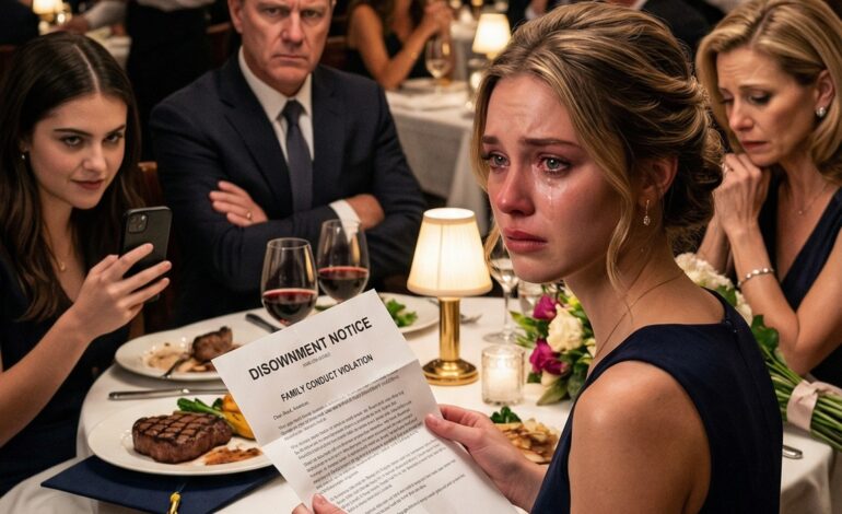 Pour mon dîner de remise de diplôme, mon père a glissé une enveloppe sur la table en disant : « De notre part à tous.» J’ai souri, je l’ai ouverte et j’ai senti mon corps se figer : c’était une lettre de désaveu. Ma sœur me filmait en riant, attendant que je craque. Au lieu de cela, j’ai levé les yeux et j’ai dit : « Merci. Cela me facilite grandement la tâche pour la suite.» Ils pensaient m’avoir anéantie… mais ils étaient loin de se douter que j’avais déjà pris de court.