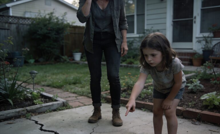 Mon mari a disparu juste après la naissance de notre fille tant attendue. Six ans plus tard, ma petite fille, dotée d’un don de voyance, a soudainement pointé du doigt le béton de notre jardin et a dit : « Papa veut que tu le retrouves. Au plus vite. » À peine ces mots prononcés, j’ai blêmi et j’ai immédiatement appelé la police.