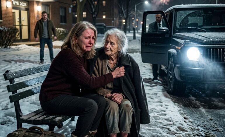 Mon fils m’a mis à la porte le soir du Nouvel An, et des heures plus tard, je grelottais sur un banc dans un parc quand une vieille dame pieds nus a tout changé.