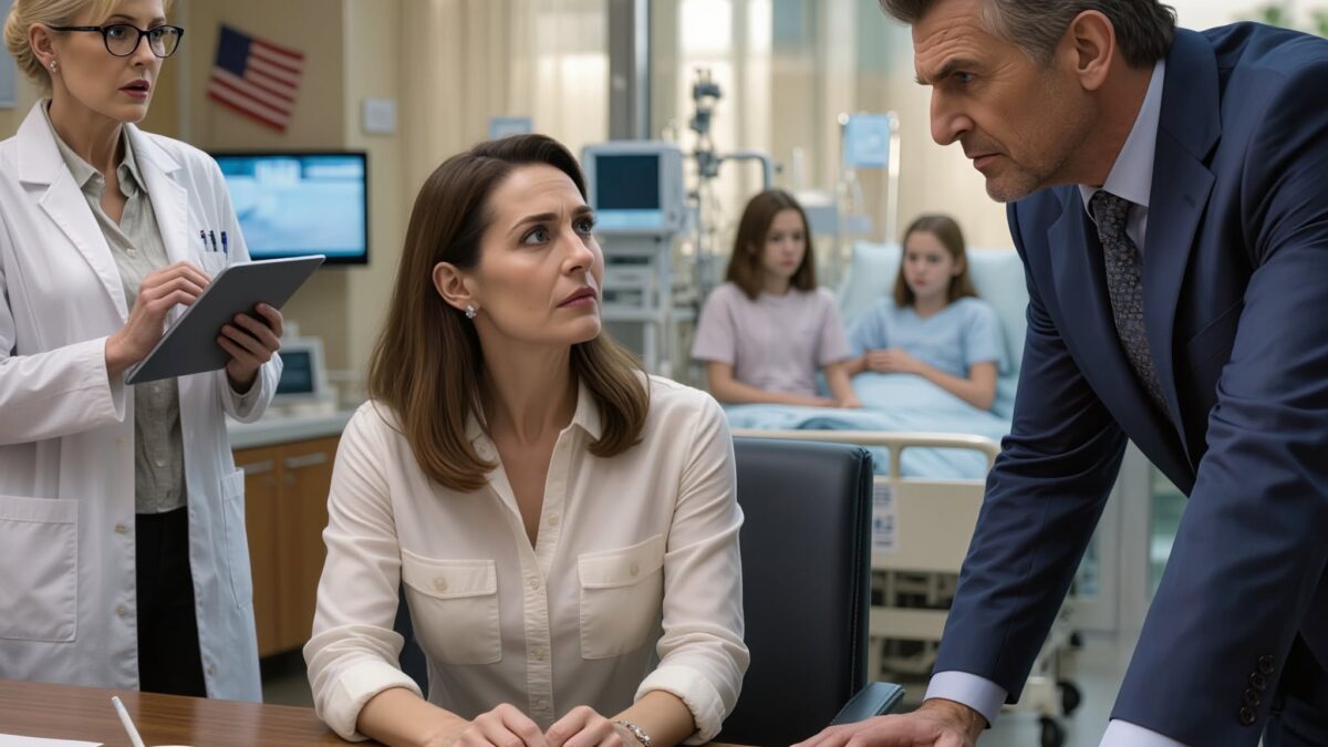 Depois de dois anos sendo apagada da minha vida como mãe, entrei no hospital apenas para ouvir meu ex-marido negociar o transplante da nossa filha moribunda como se a vida dela fosse um acordo judicial, até que um médico, em silêncio, olhou os resultados dos exames e o fez perder o controle.